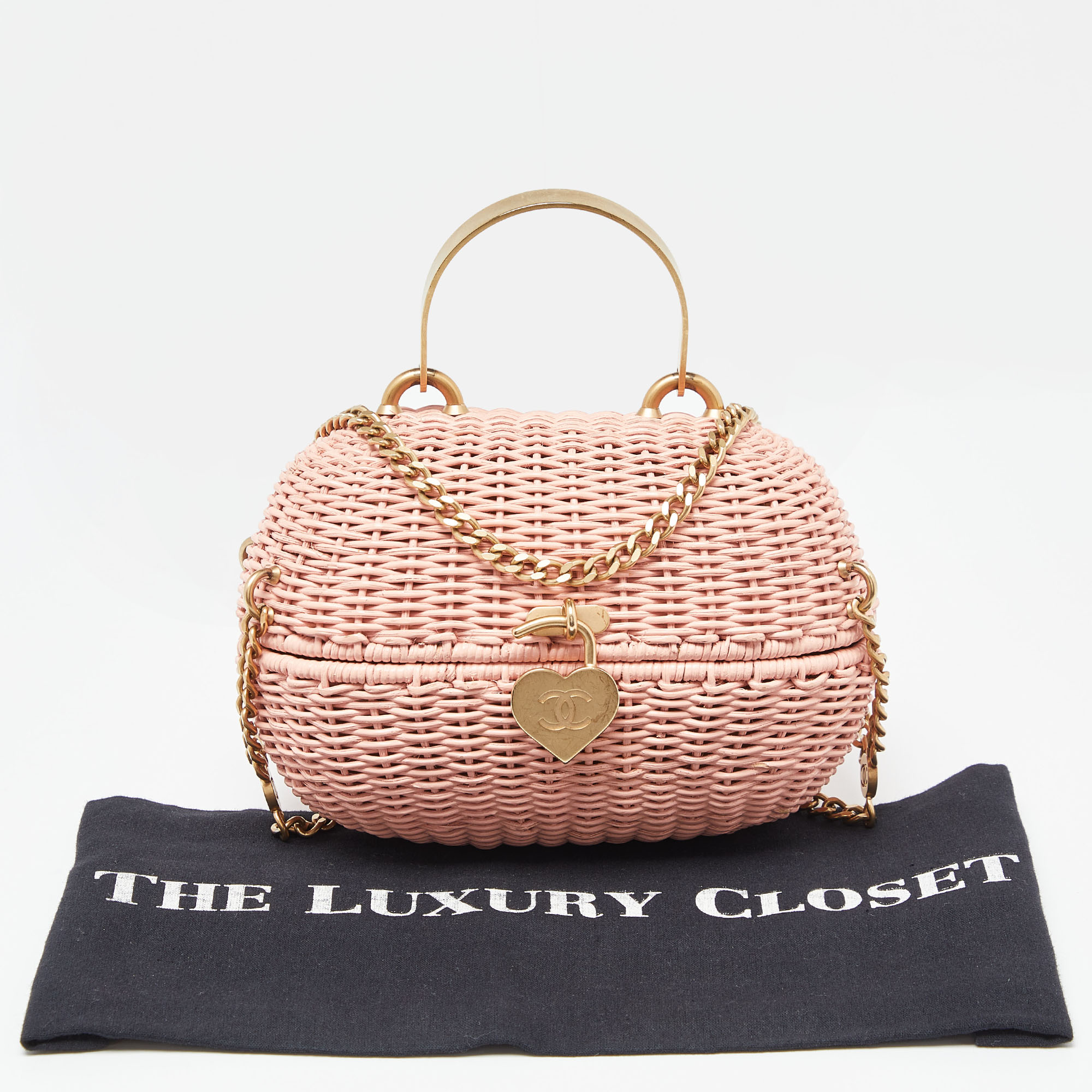 Chanel Pink Wicker Oval Locket Basket Chain Bag