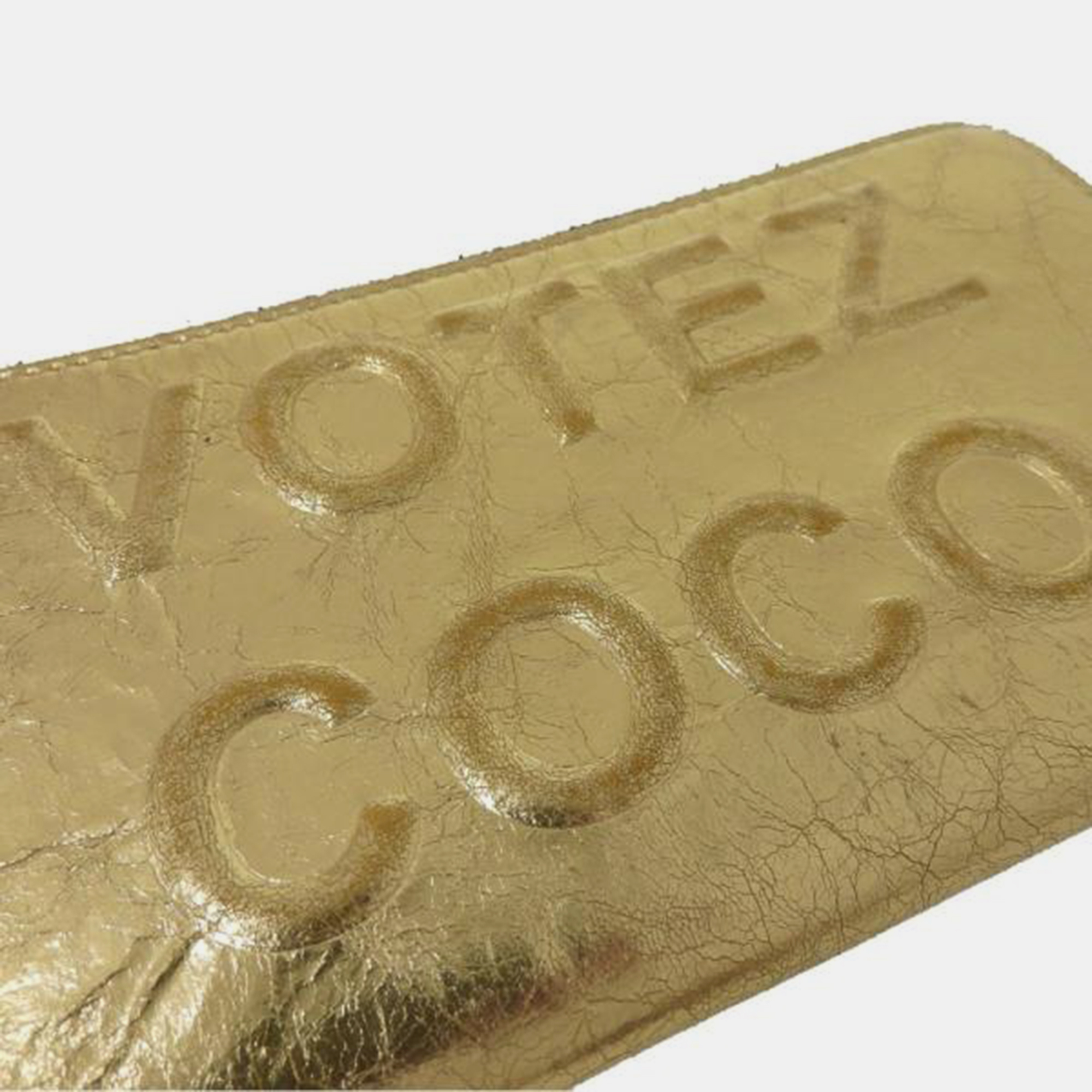 Chanel Gold Leather Votez Coco Zip Around Wallet