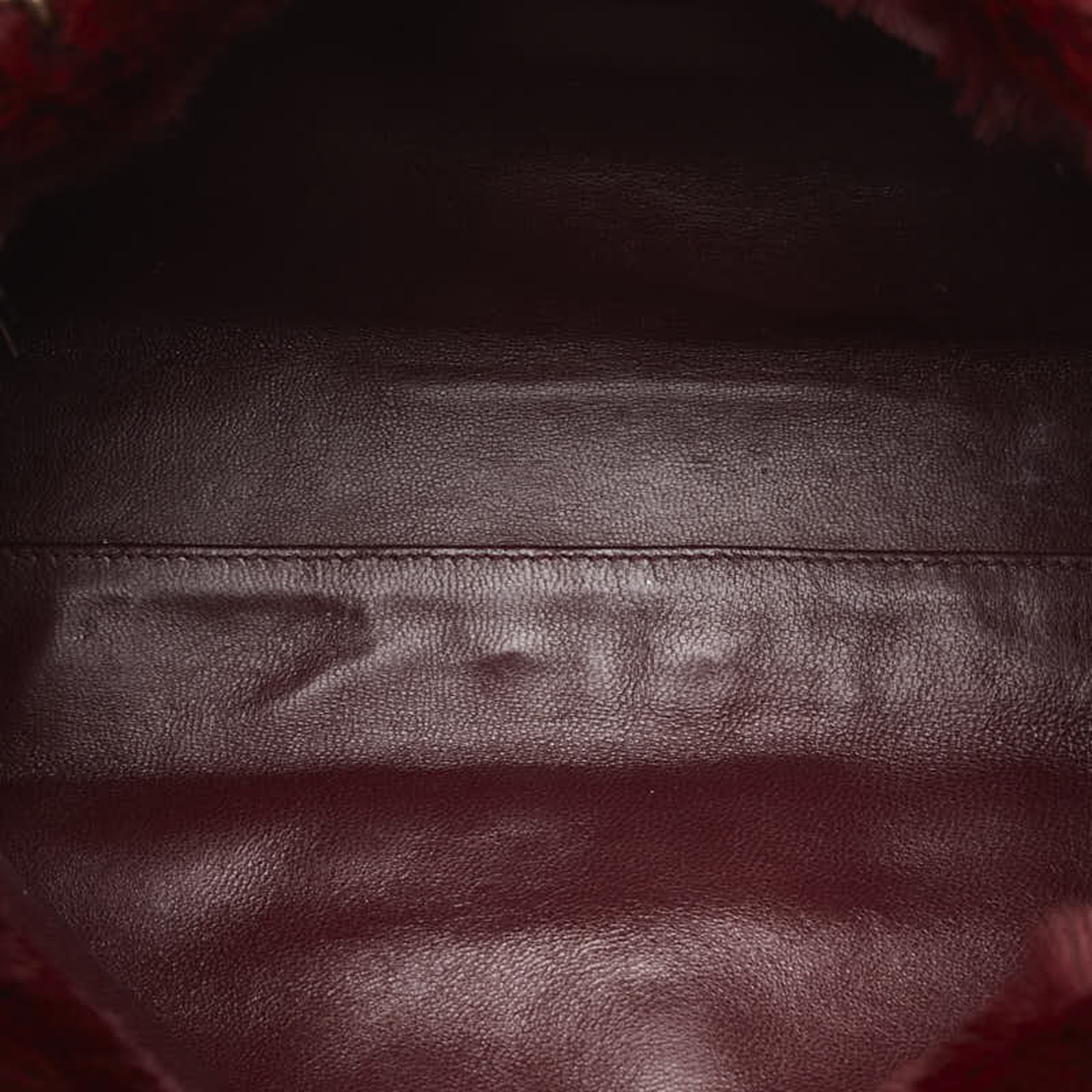 Chanel Red Fur & Leather Chain Shoulder Bag