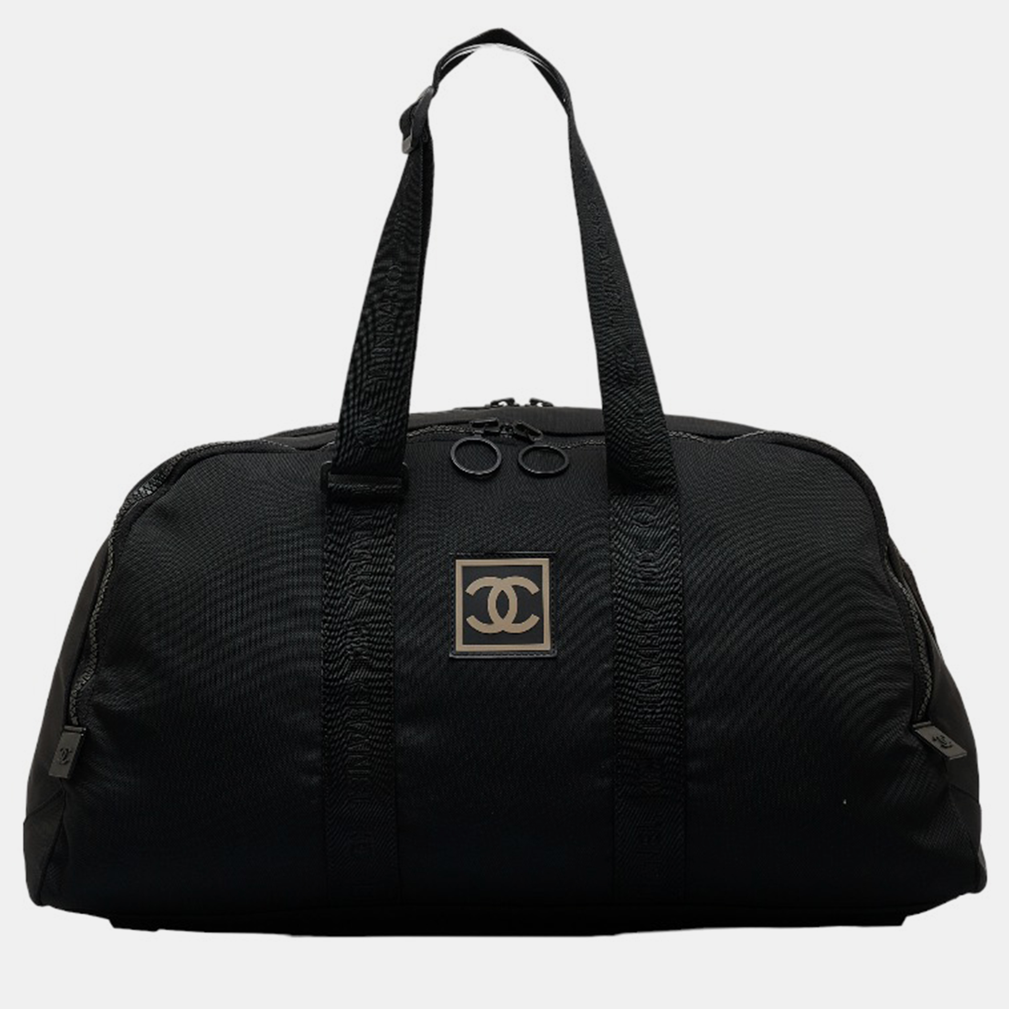 Chanel Black Canvas CC Sports Line Nylon Boston Bag