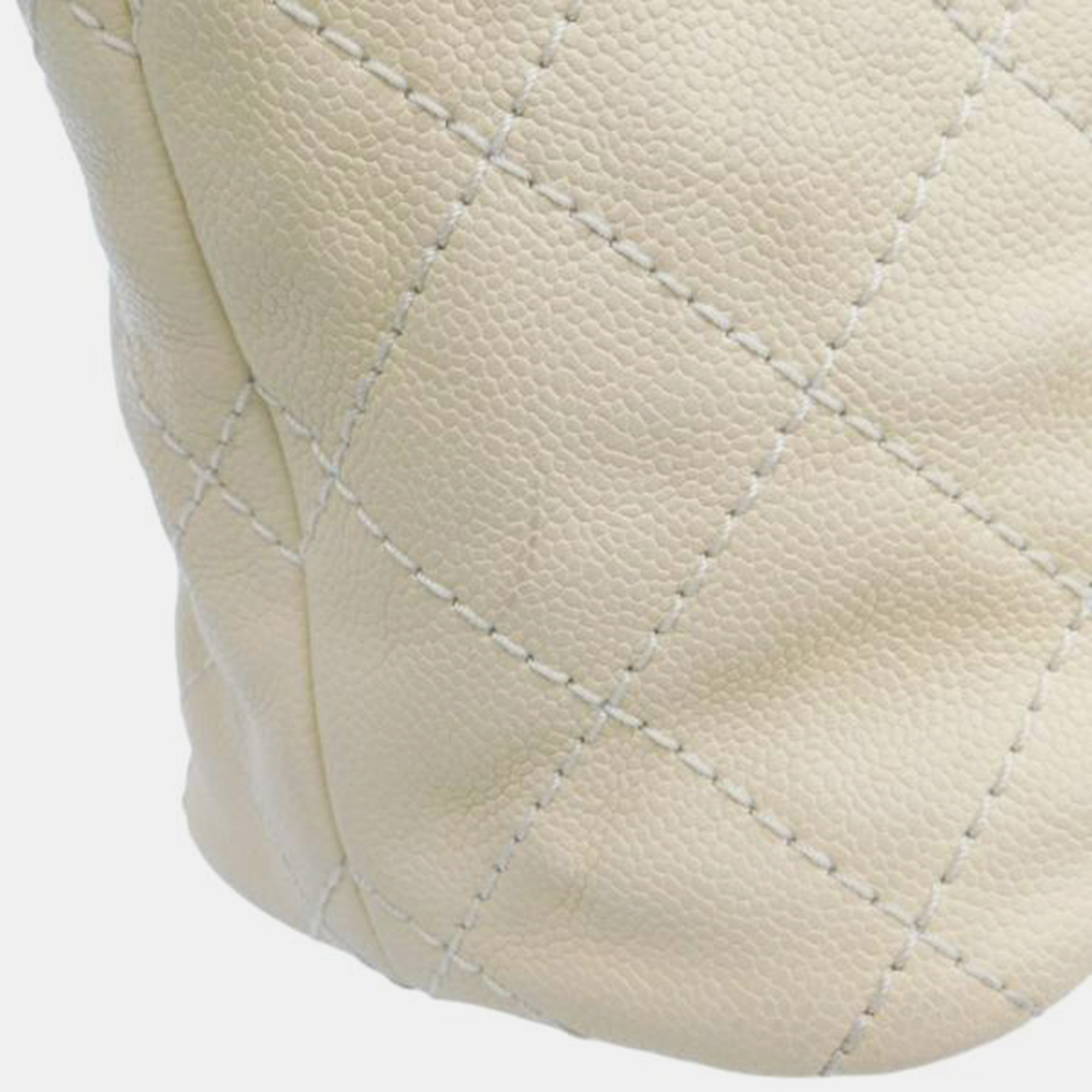 Chanel Beige Quilted Caviar Cc Tote Bag
