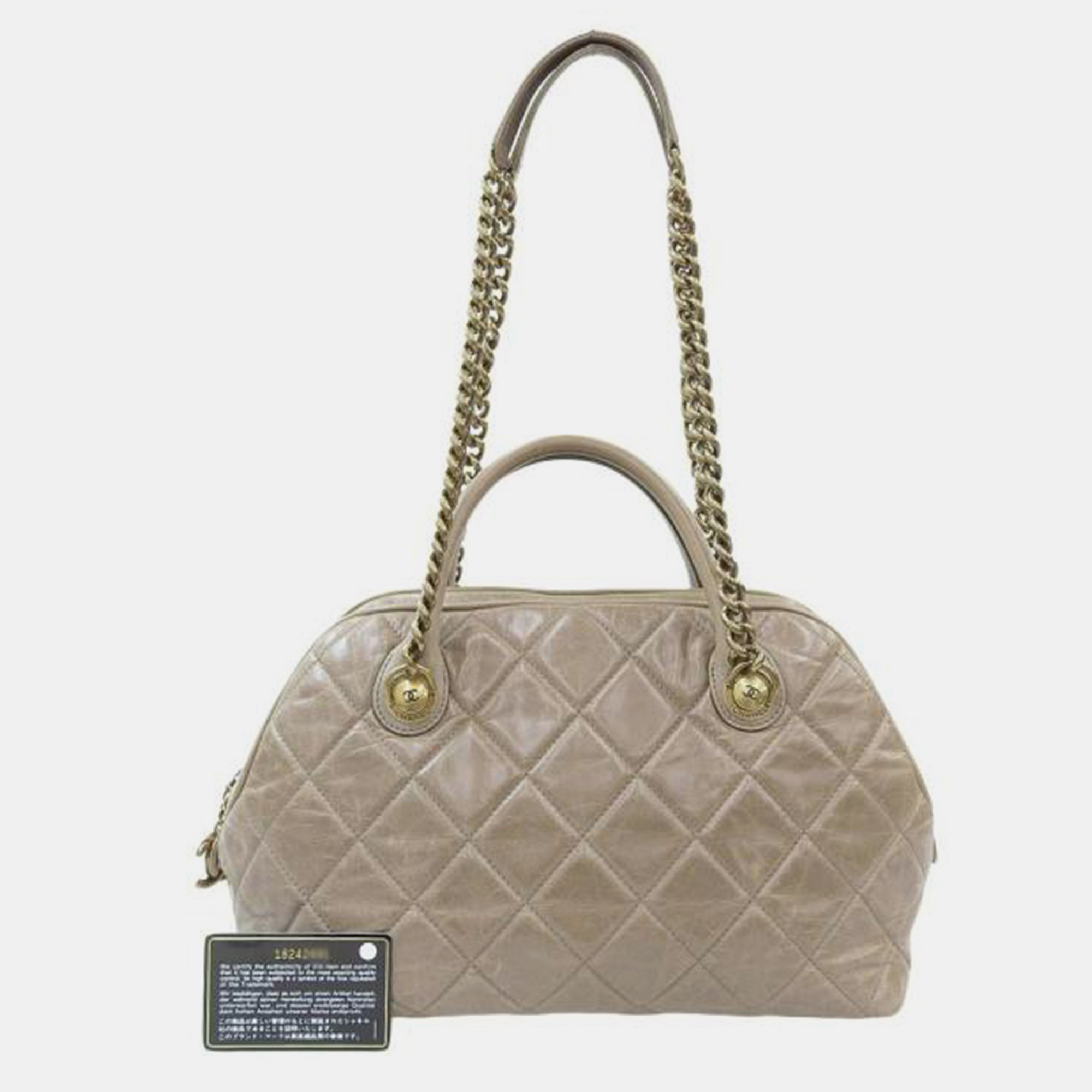 Chanel Brown Quilted Leather Bowler Bag