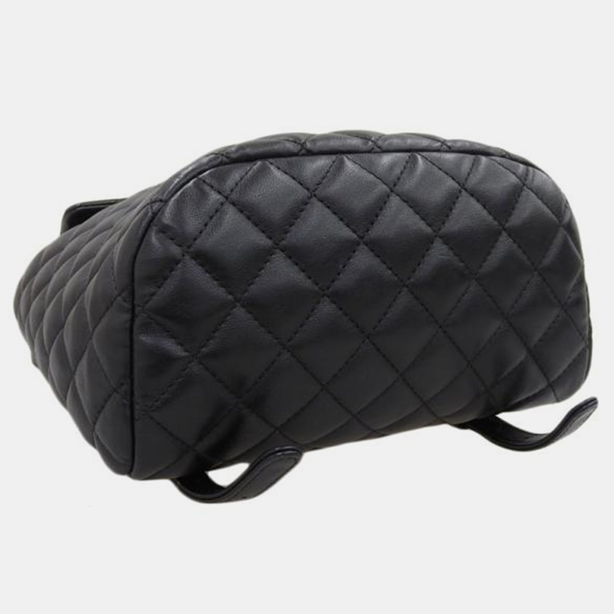 Chanel Black CC Quilted Leather Drawstring Backpack