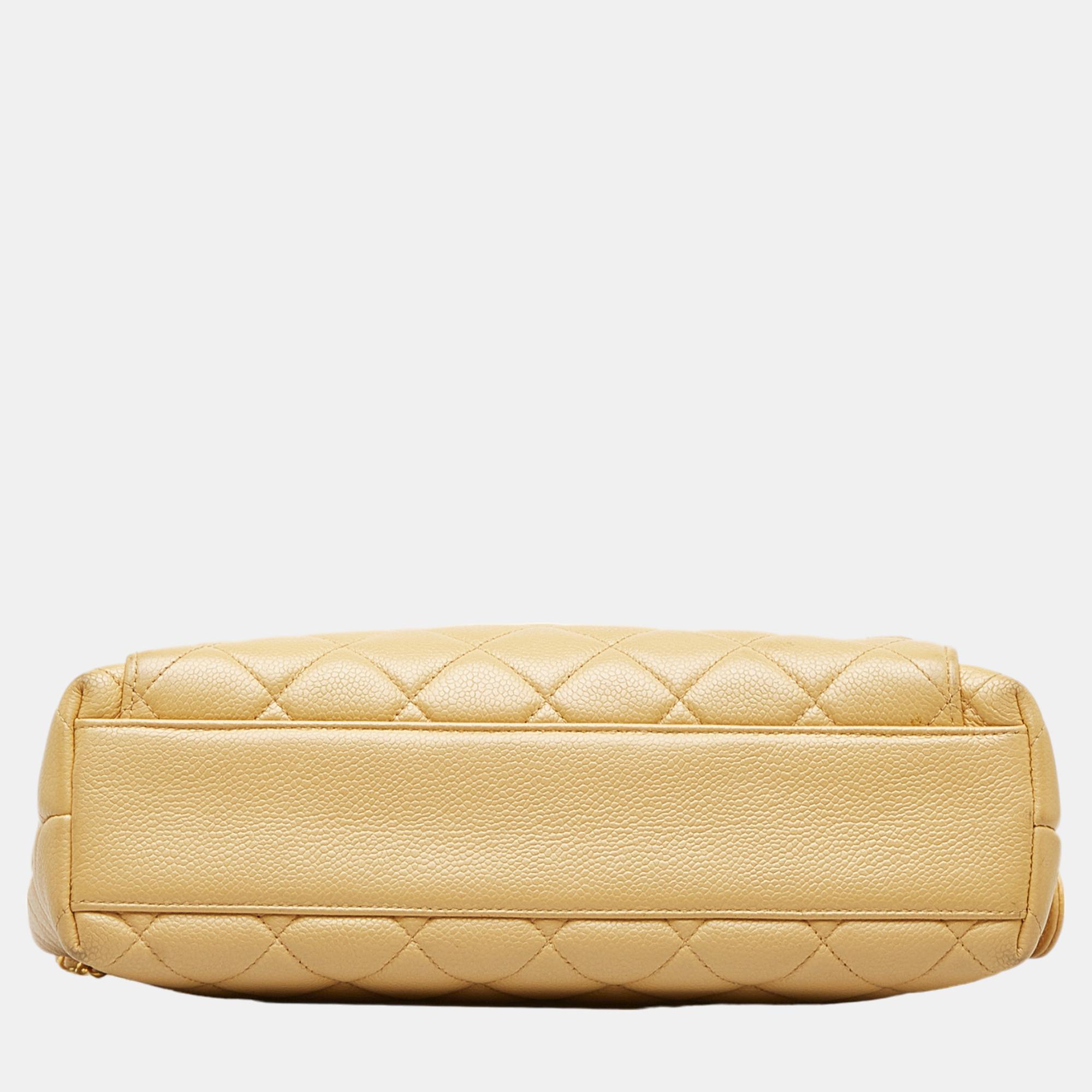 Chanel Beige/Brown Caviar Front Pocket Shoulder Bag