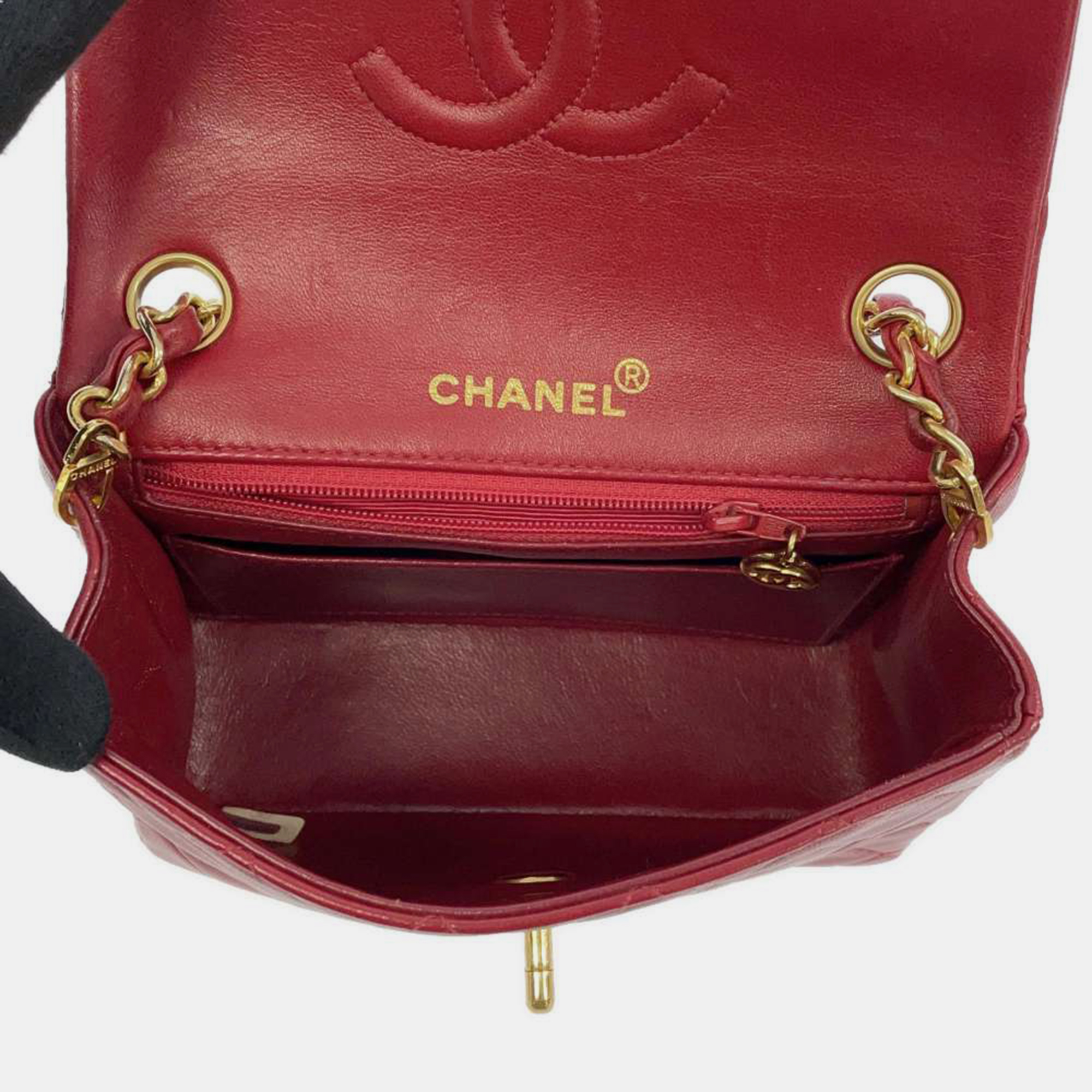 Chanel Red Leather Mini CC Flap Bag