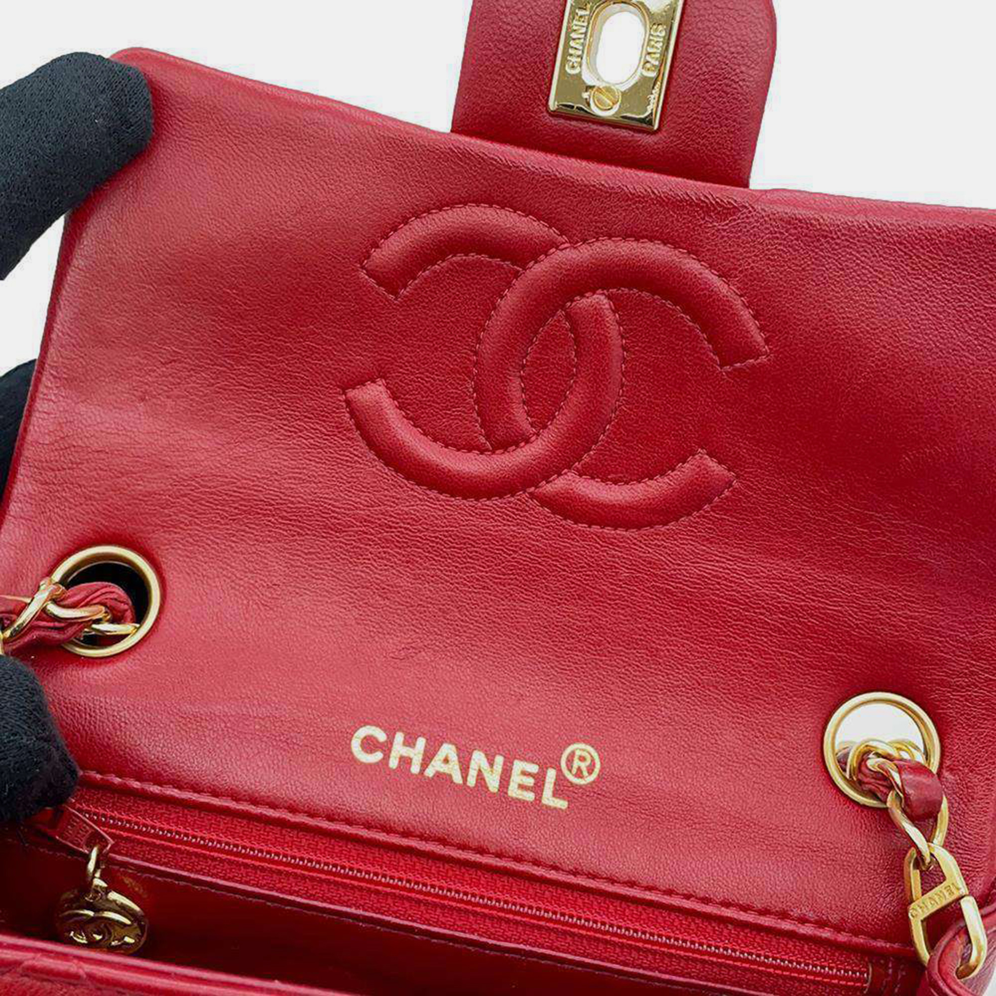 Chanel Red Leather Mini CC Flap Bag