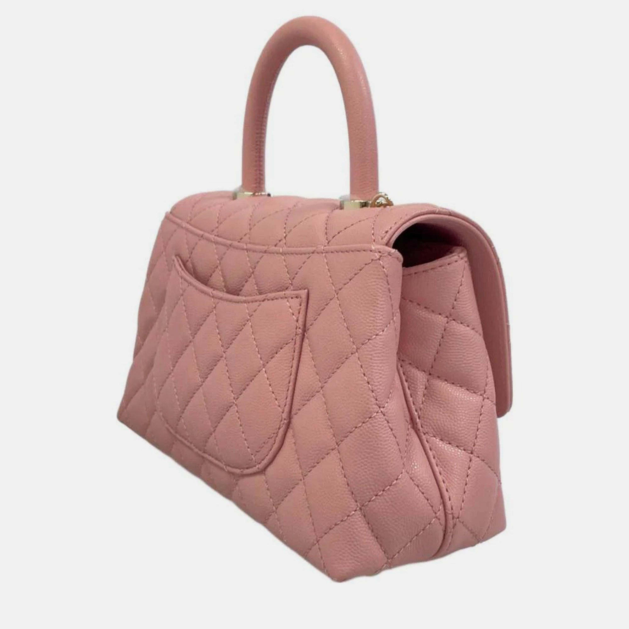 Chanel Pink Caviar Leather Coco Top Handle Bag