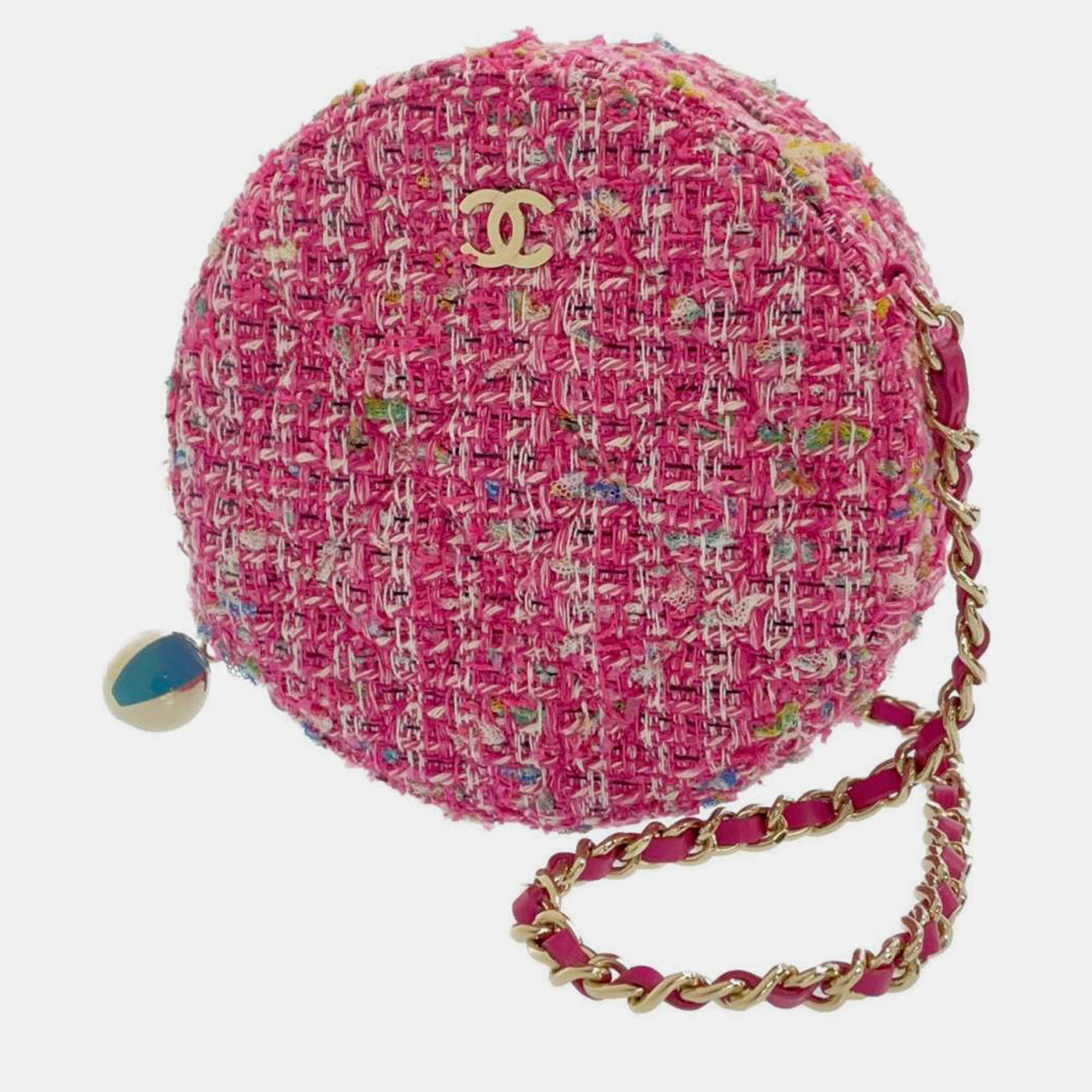 Chanel Pink Tweed Round As Earth Shoulder Bag