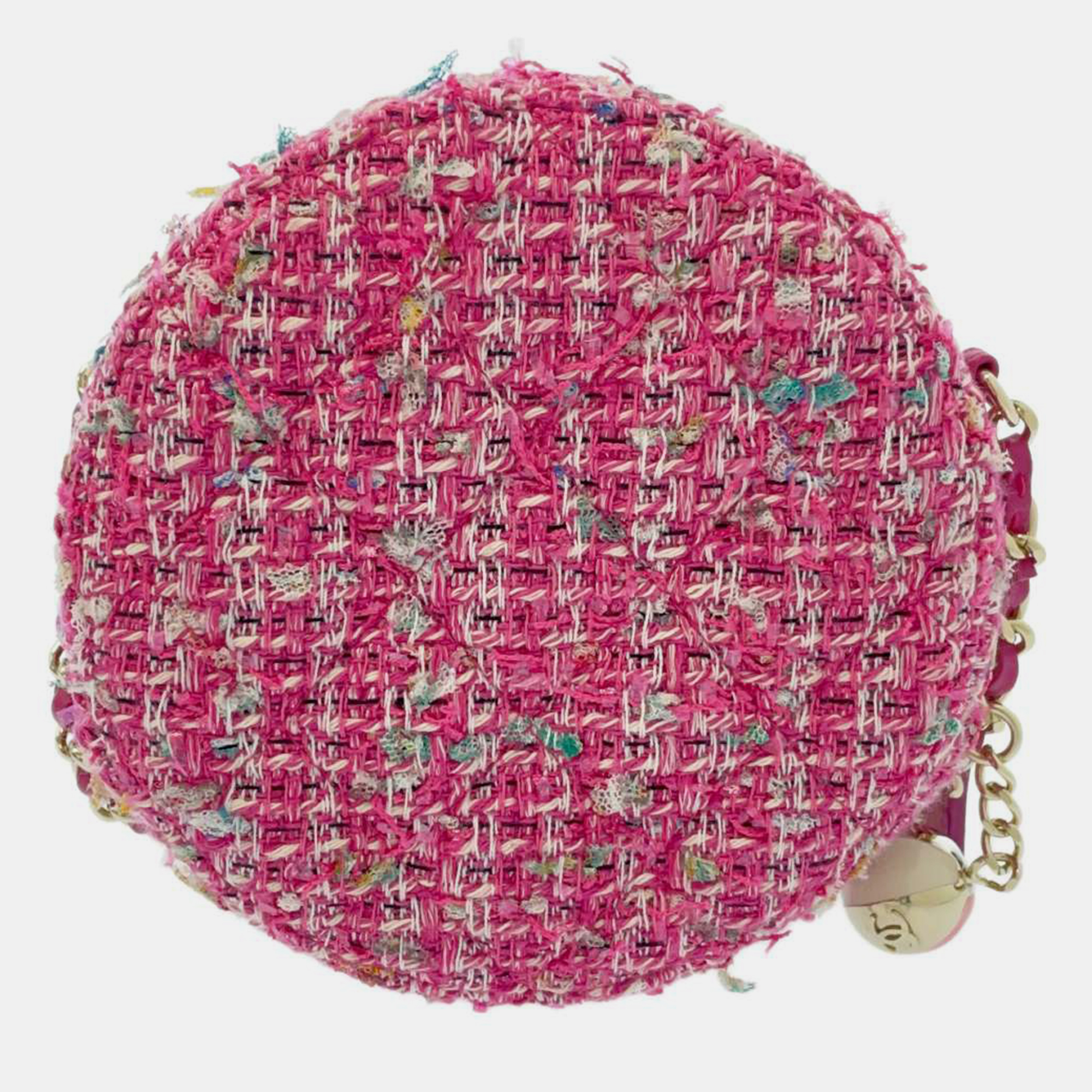 Chanel Pink Tweed Round As Earth Shoulder Bag