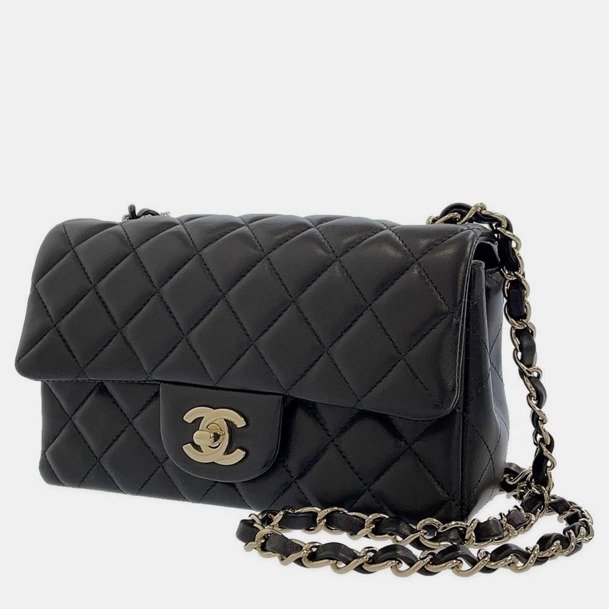 Chanel Black Leather Classic Rectangular Mini Flap Bag