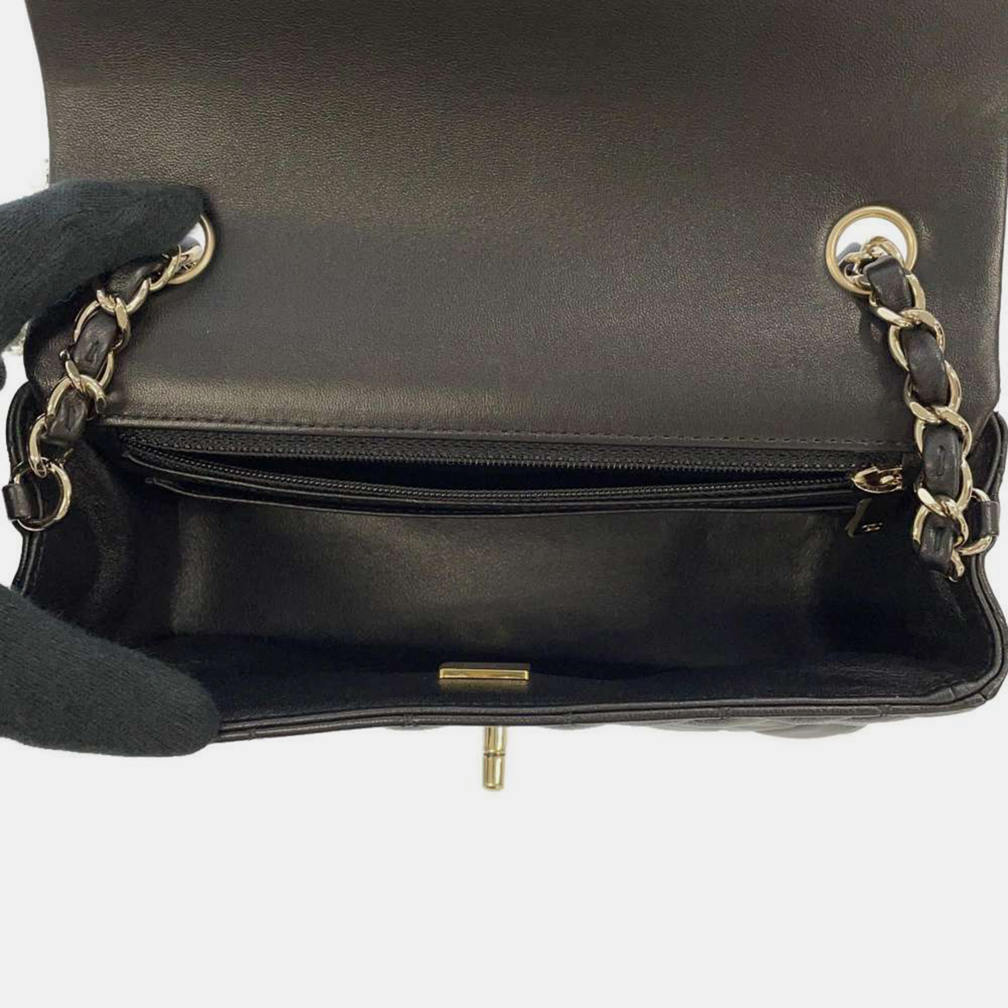 Chanel Black Leather Classic Rectangular Mini Flap Bag