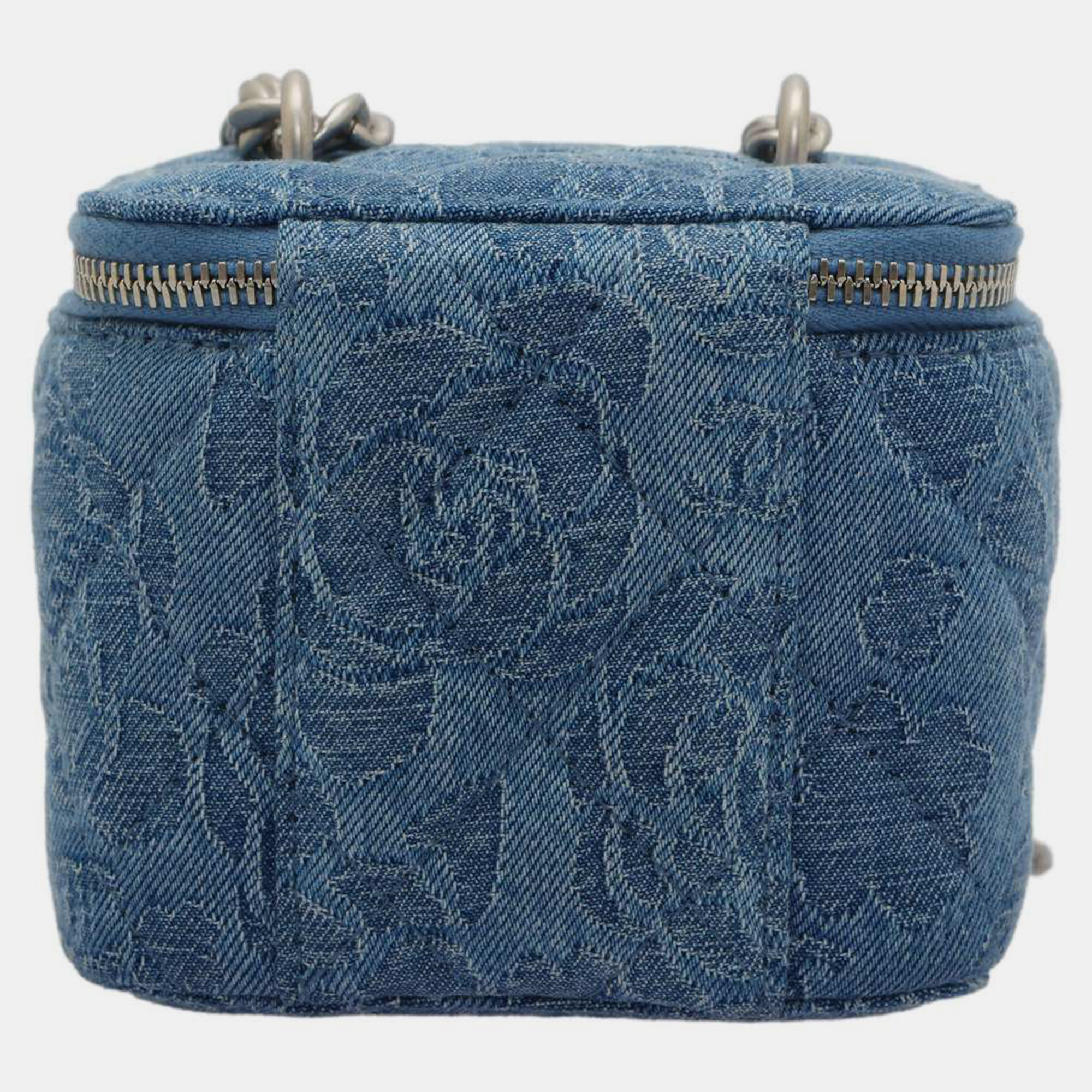 Chanel Blue Denim Camellia Vanity Shoulder Bag