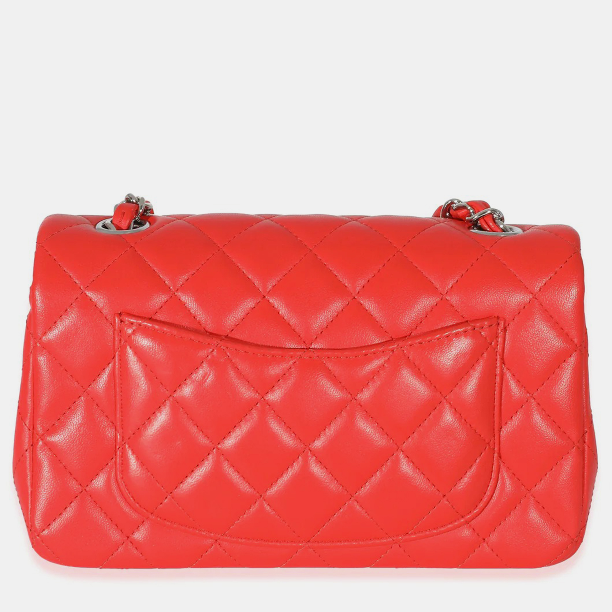 Chanel Red Quilted Lambskin Mini Rectangular Flap Bag