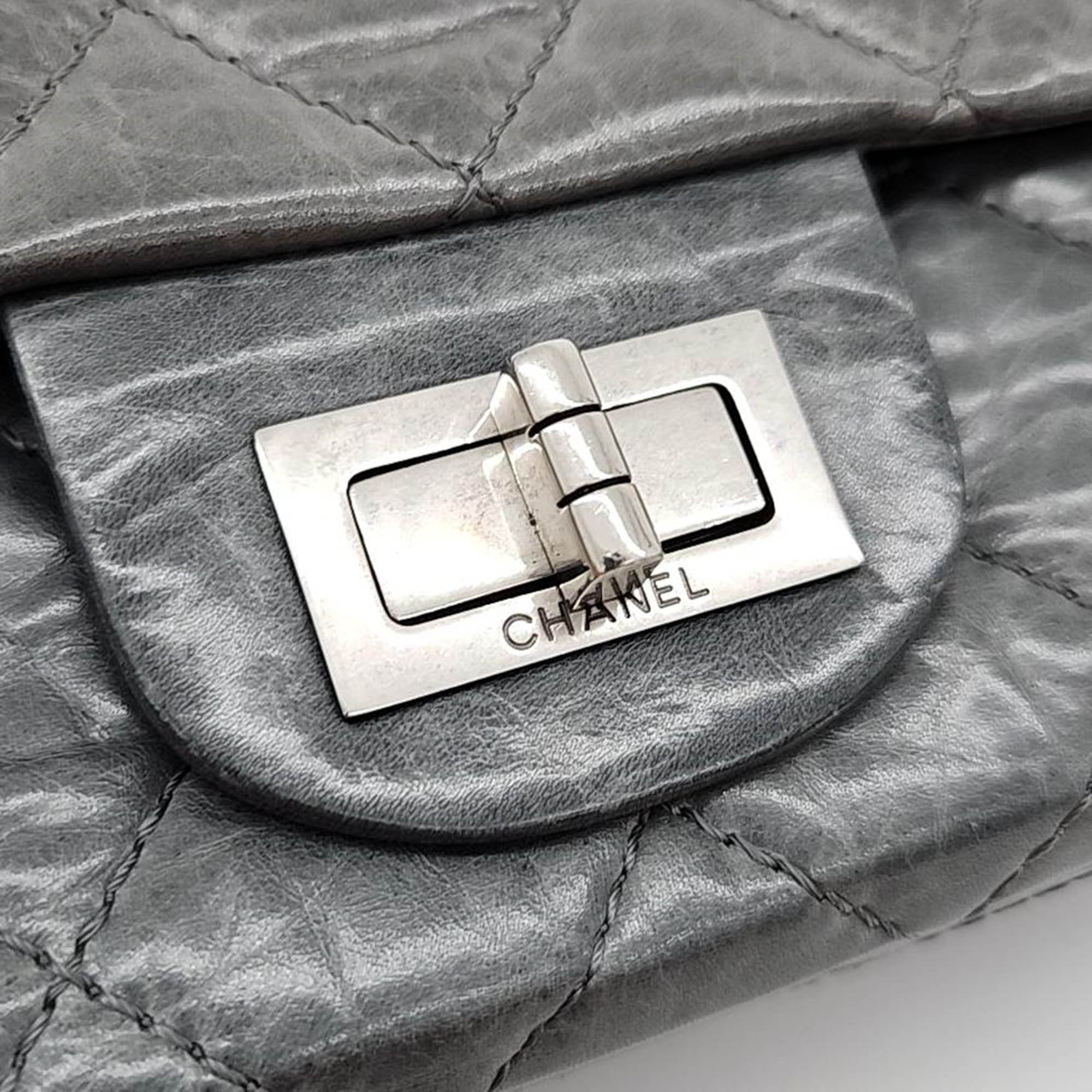 Chanel Grey Leather Vintage 2.55 Bag