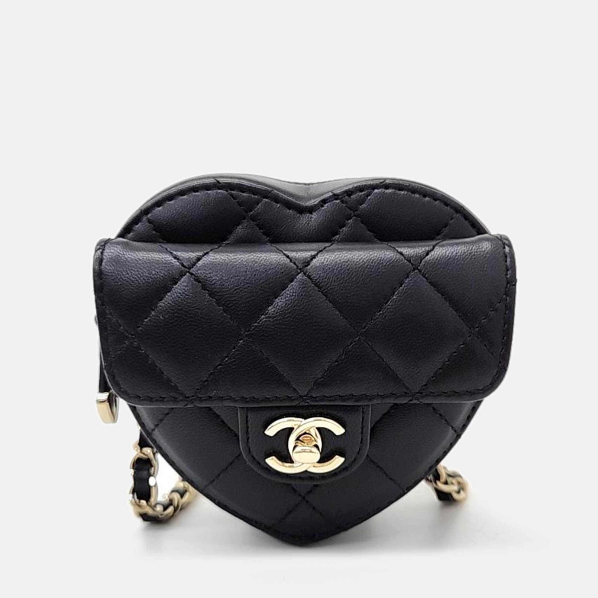 Chanel Black Leather Mini Heart Belt Bag
