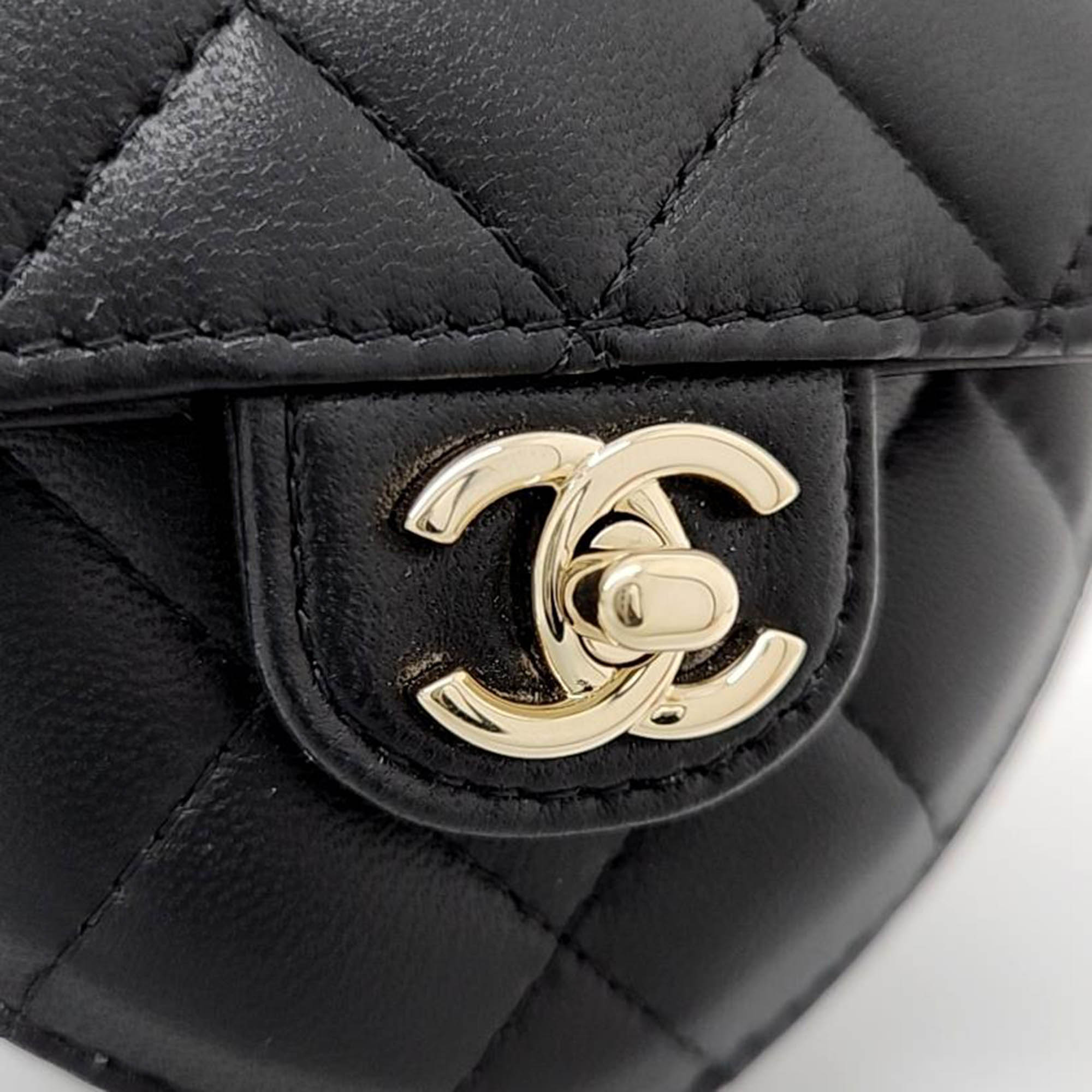 Chanel Black Leather Mini Heart Belt Bag