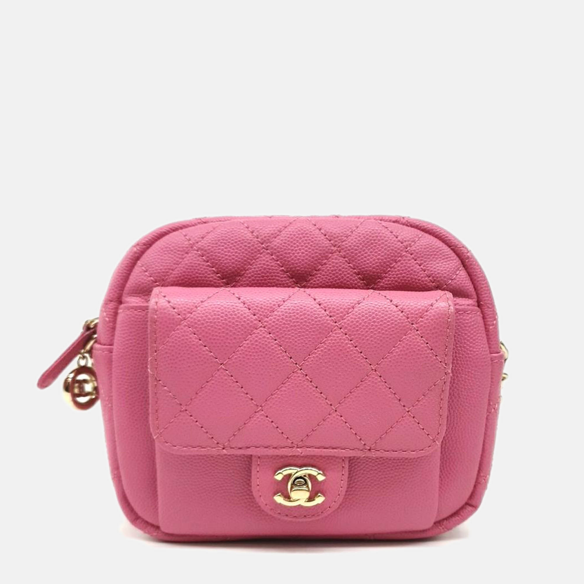 Chanel pink caviar camera chain bag as0005