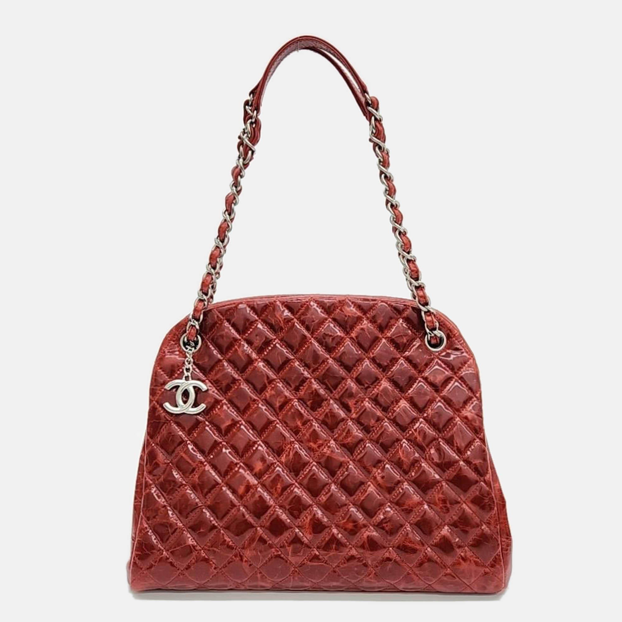 Chanel Red Leather Mademoiselle Bowling Bag