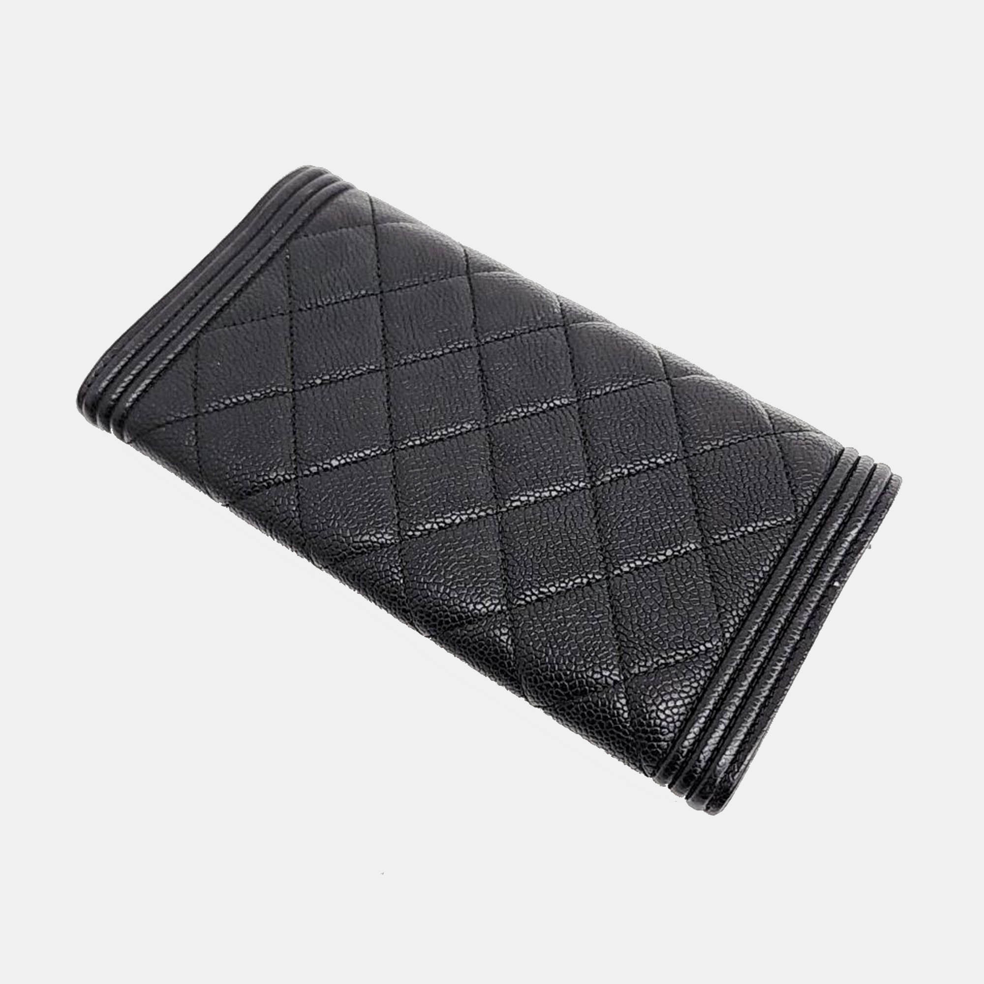 Chanel Black Caviar Boy Long Wallet A80286