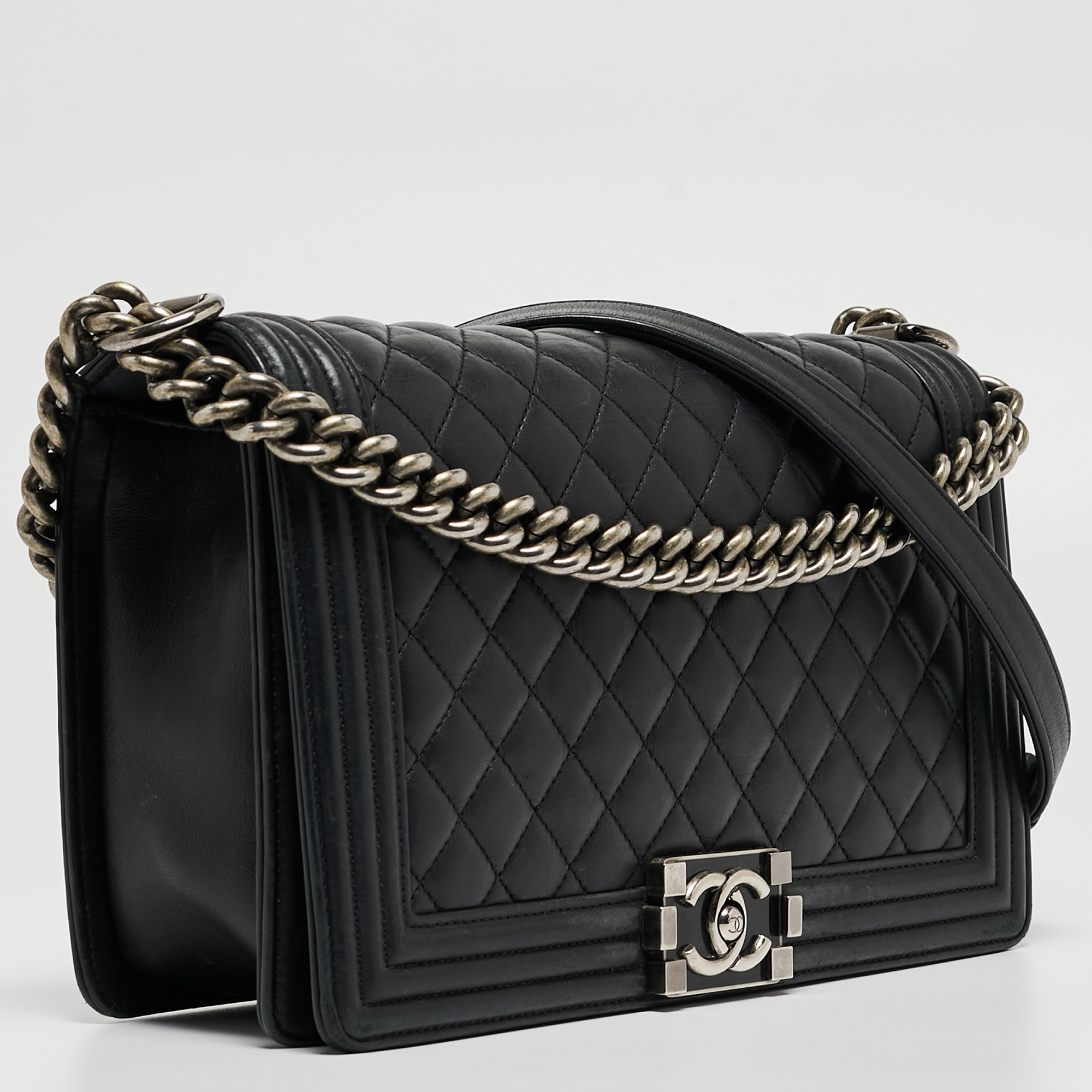 Chanel Black Quilted Leather New Medium Boy Shoulder Bag