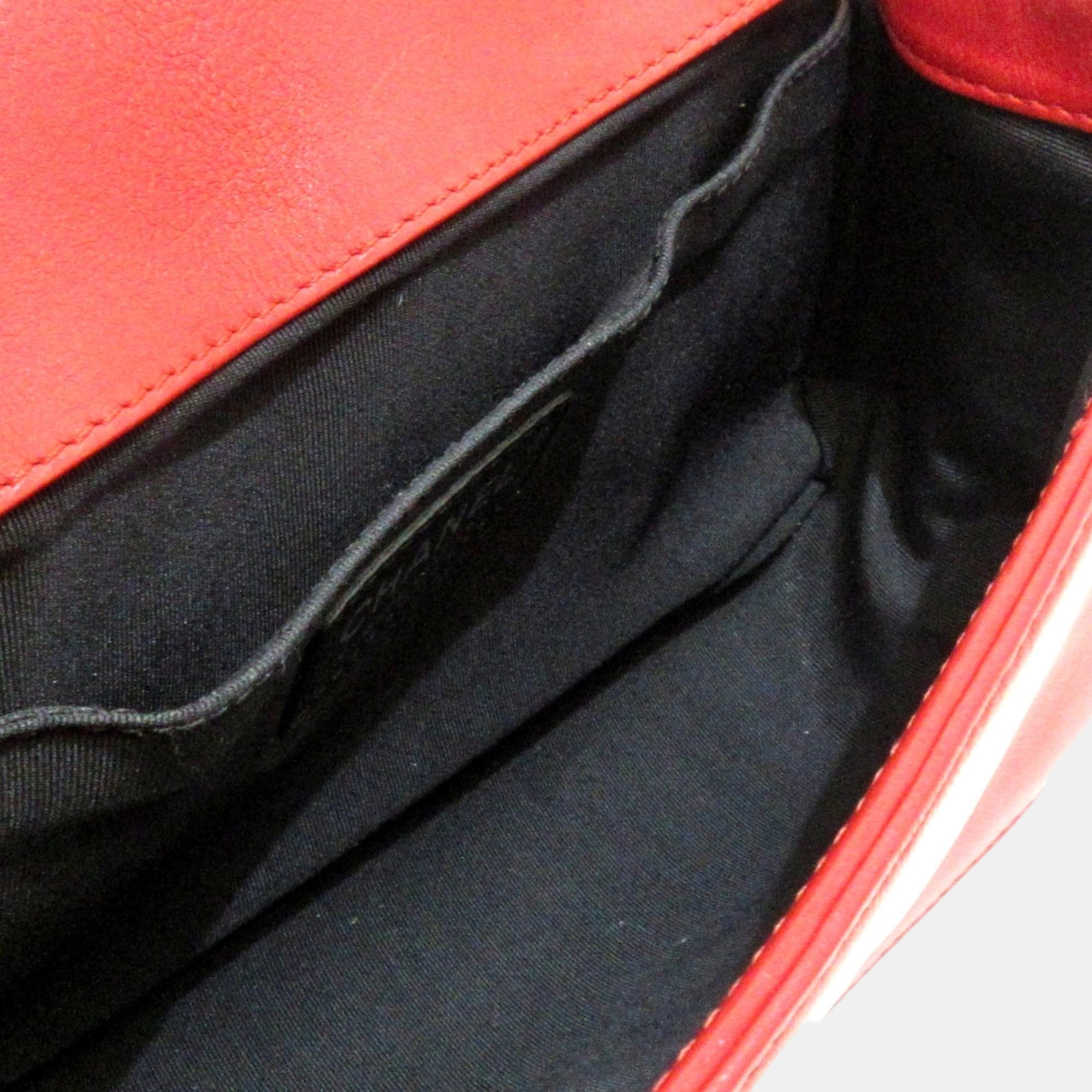 Chanel Red Leather Boy Shoulder Bag