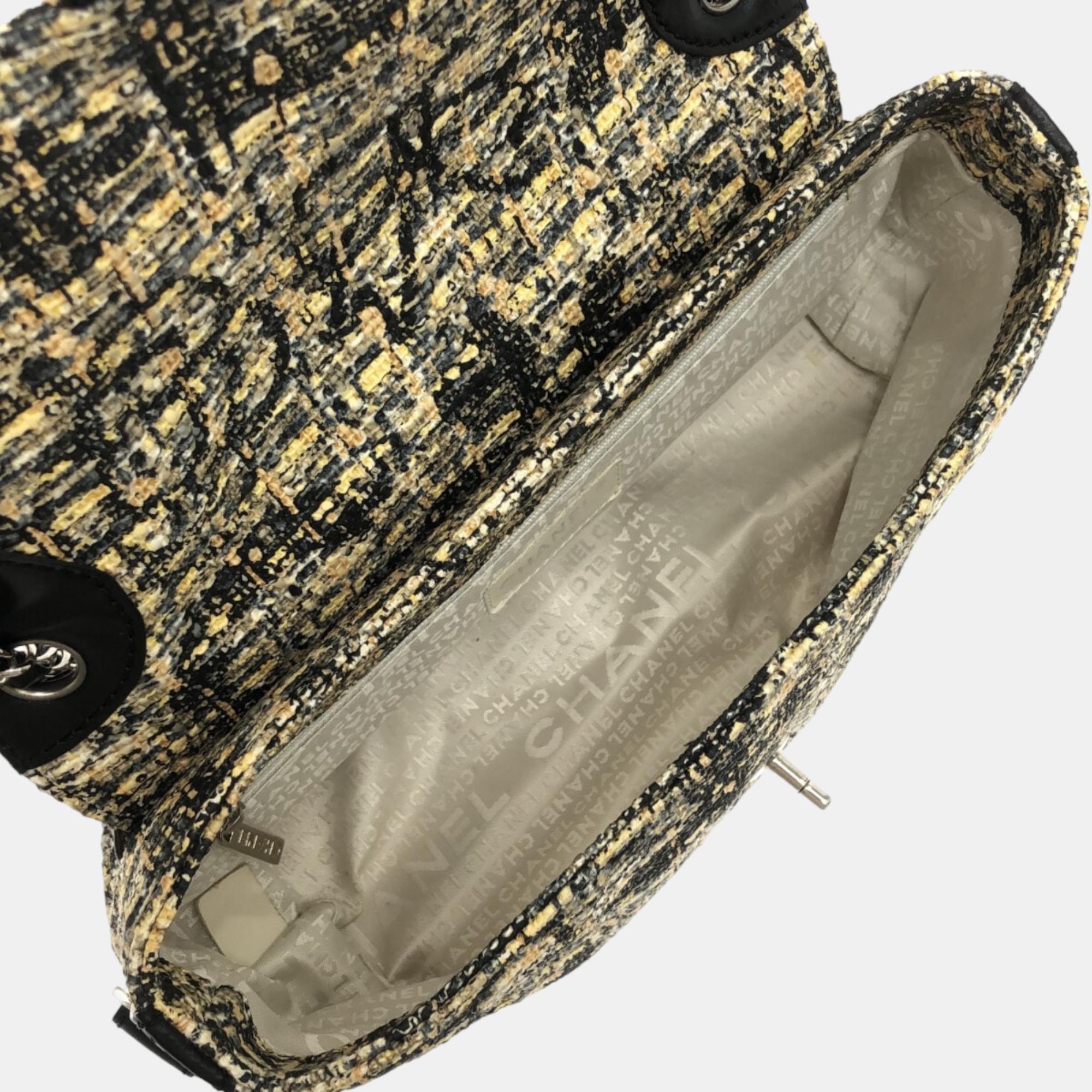 Chanel Multicolour Tweed Camellia Shoulder Bag
