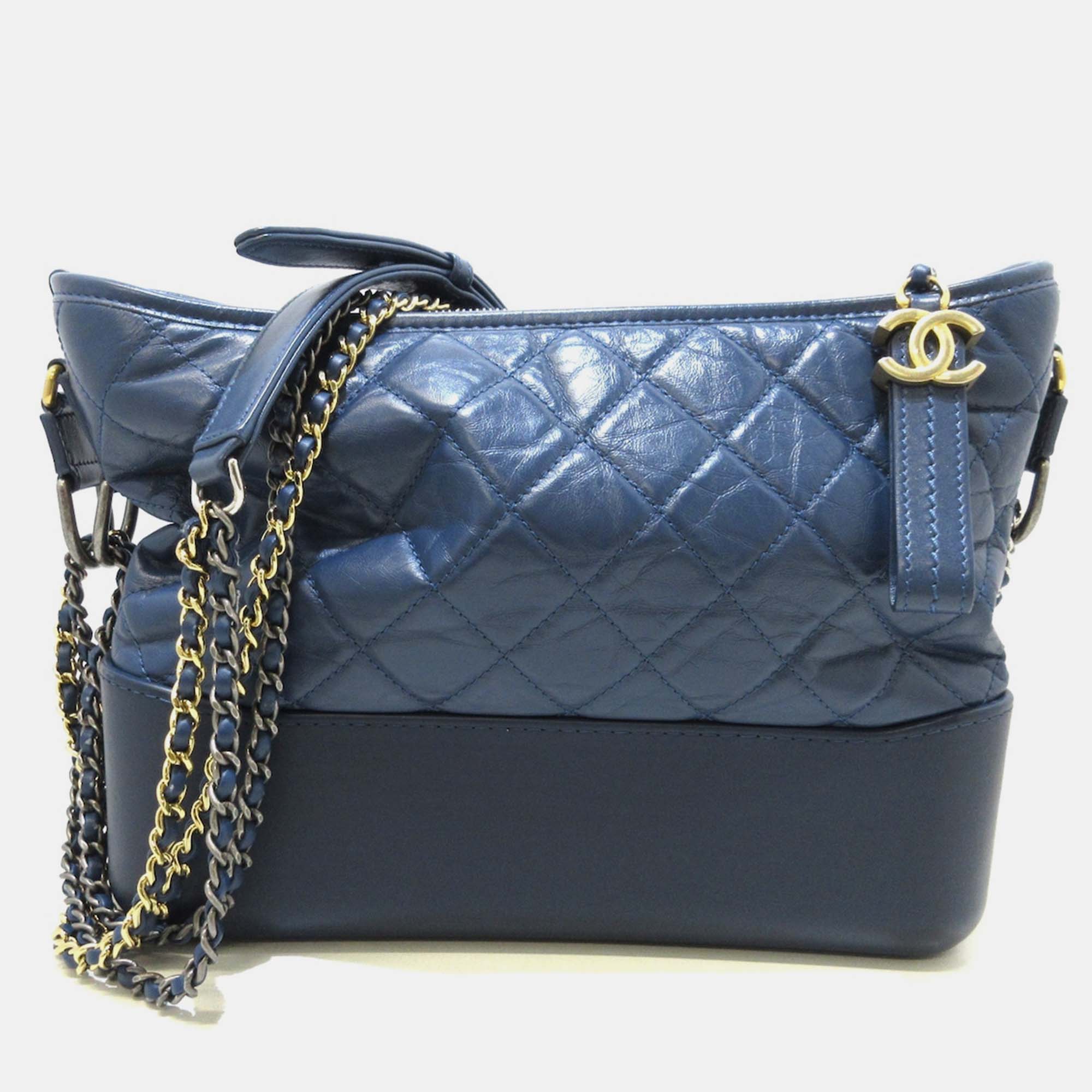Chanel Blue Leather Gabrielle Shoulder Bag