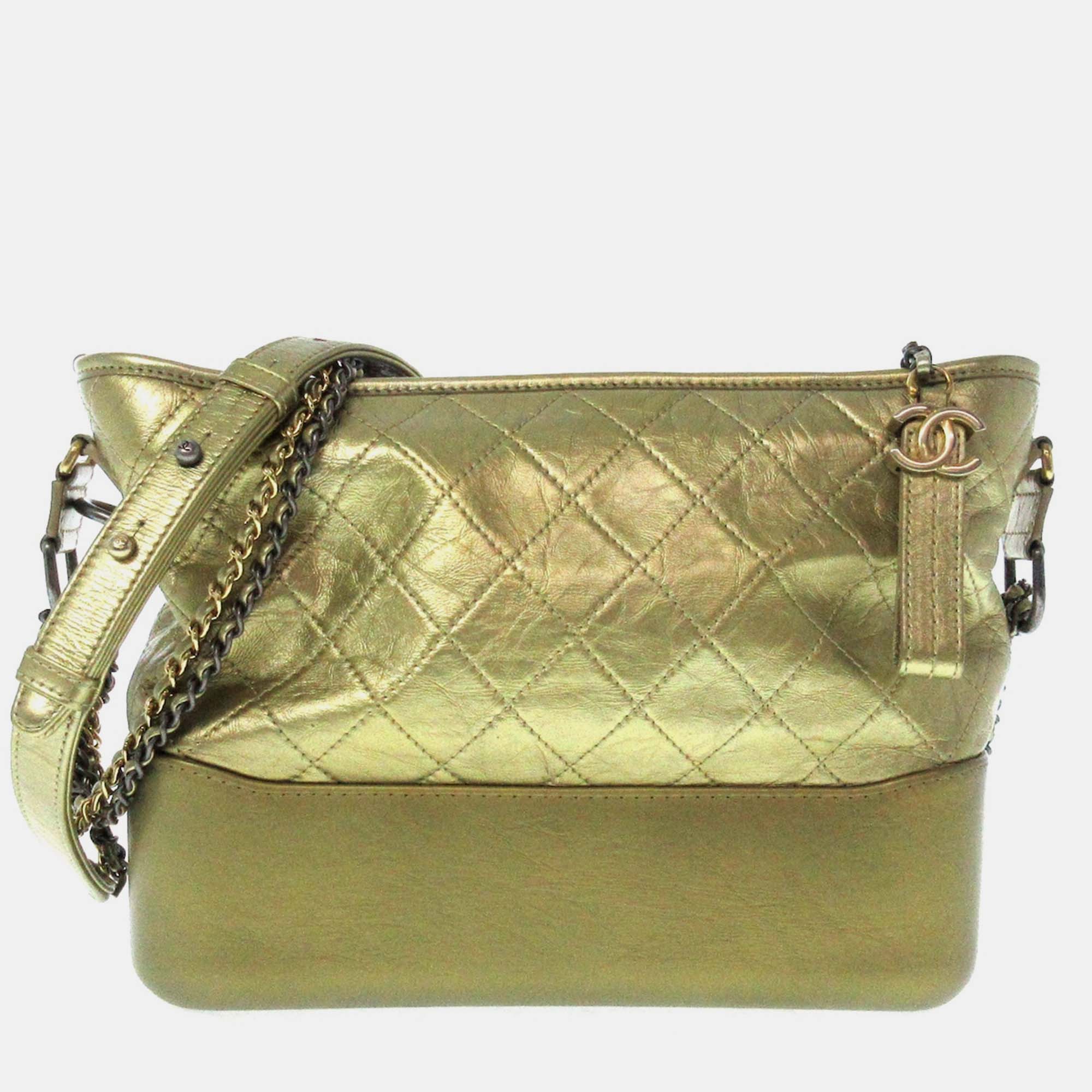 Chanel Gold Leather Gabrielle Shoulder Bag