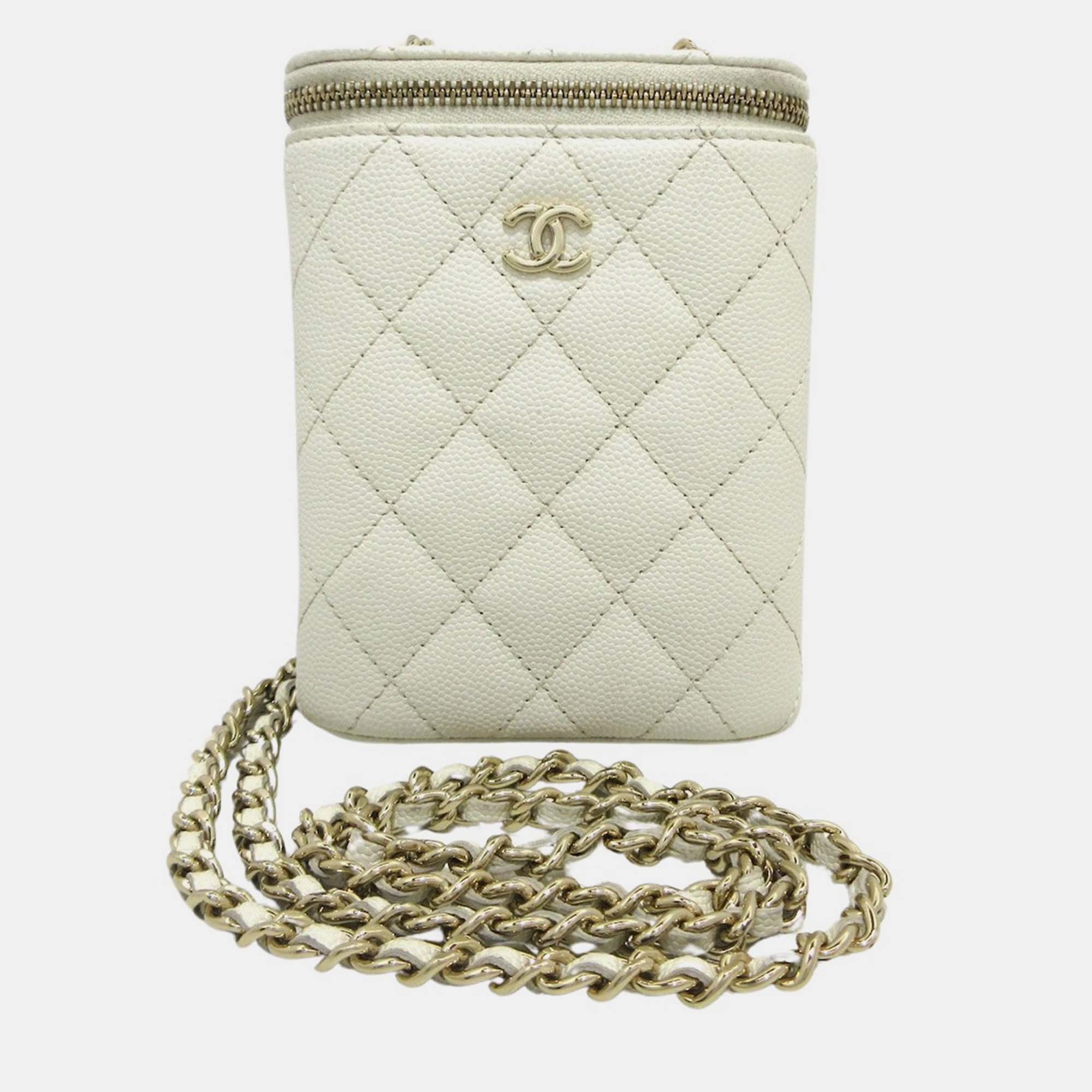 Chanel Beige Leather CC Shoulder Bag