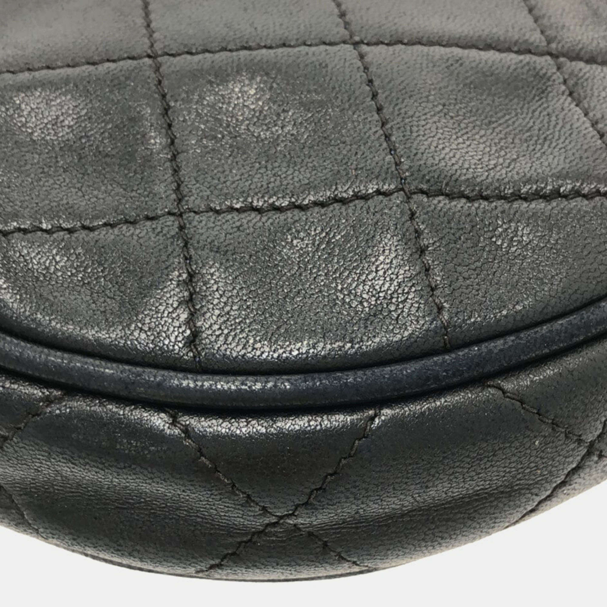 Chanel Black Leather Tassle Round Bag