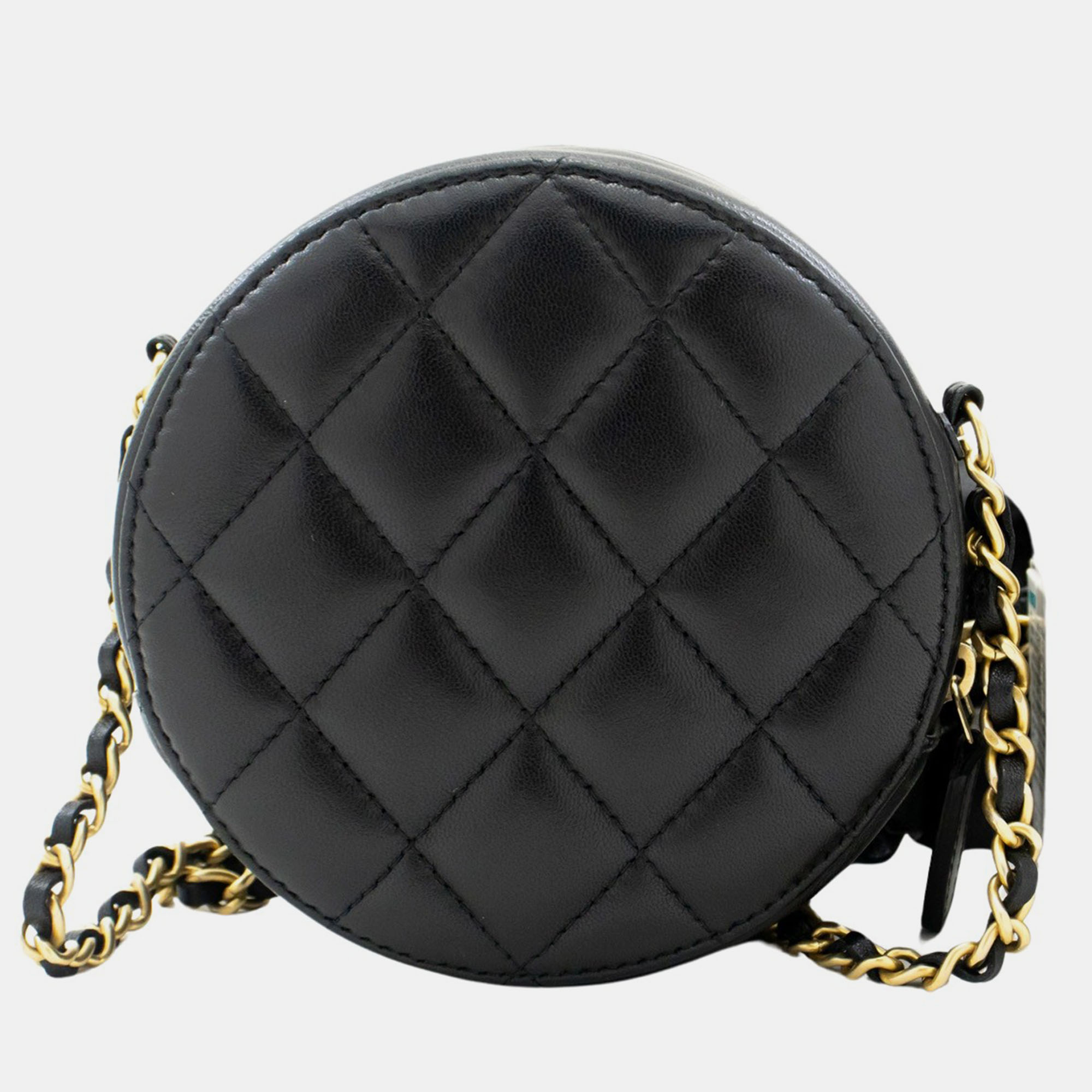 Chanel Black Leather Round Shoulder Bag