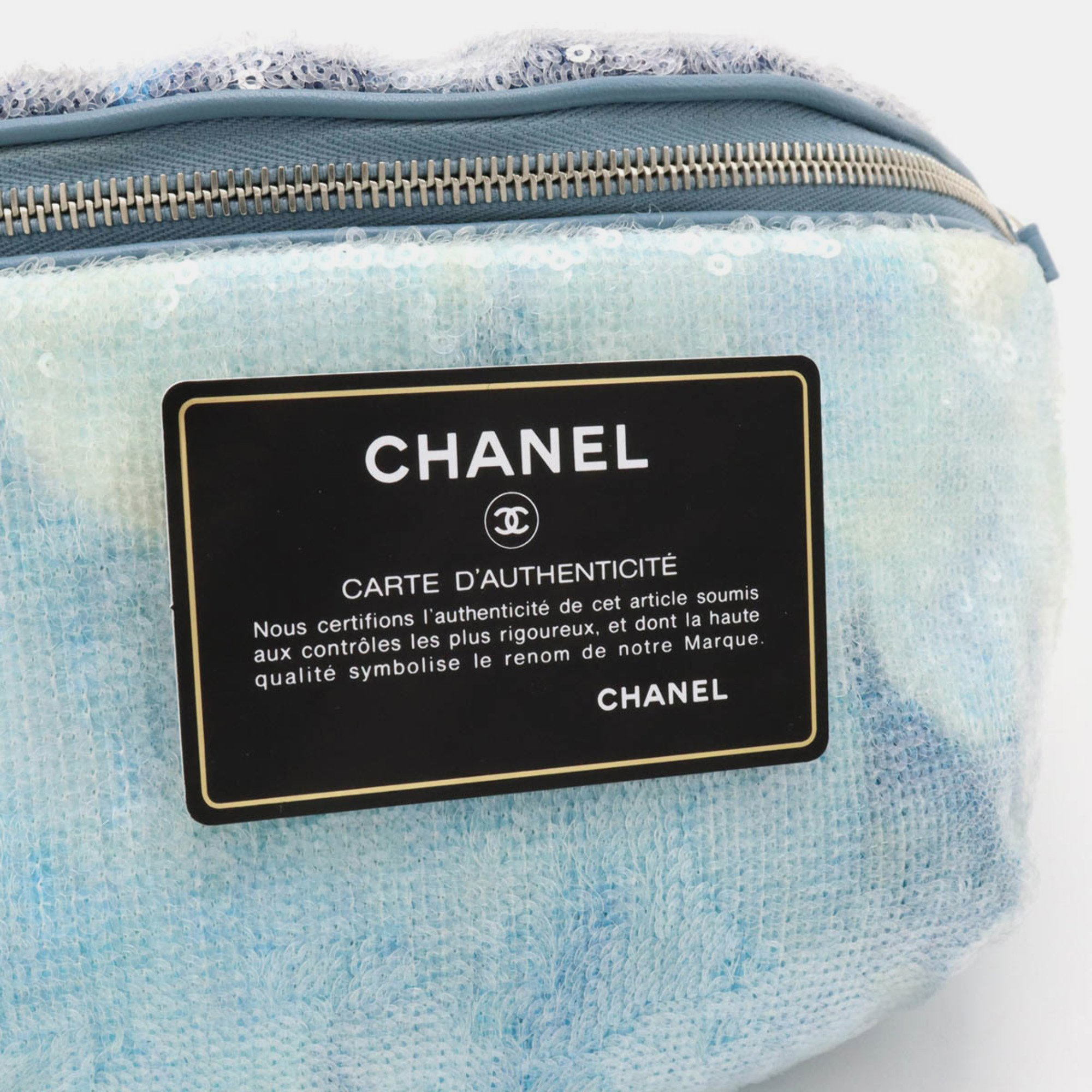 Chanel Blue Sequin Waterfall Belt Bag