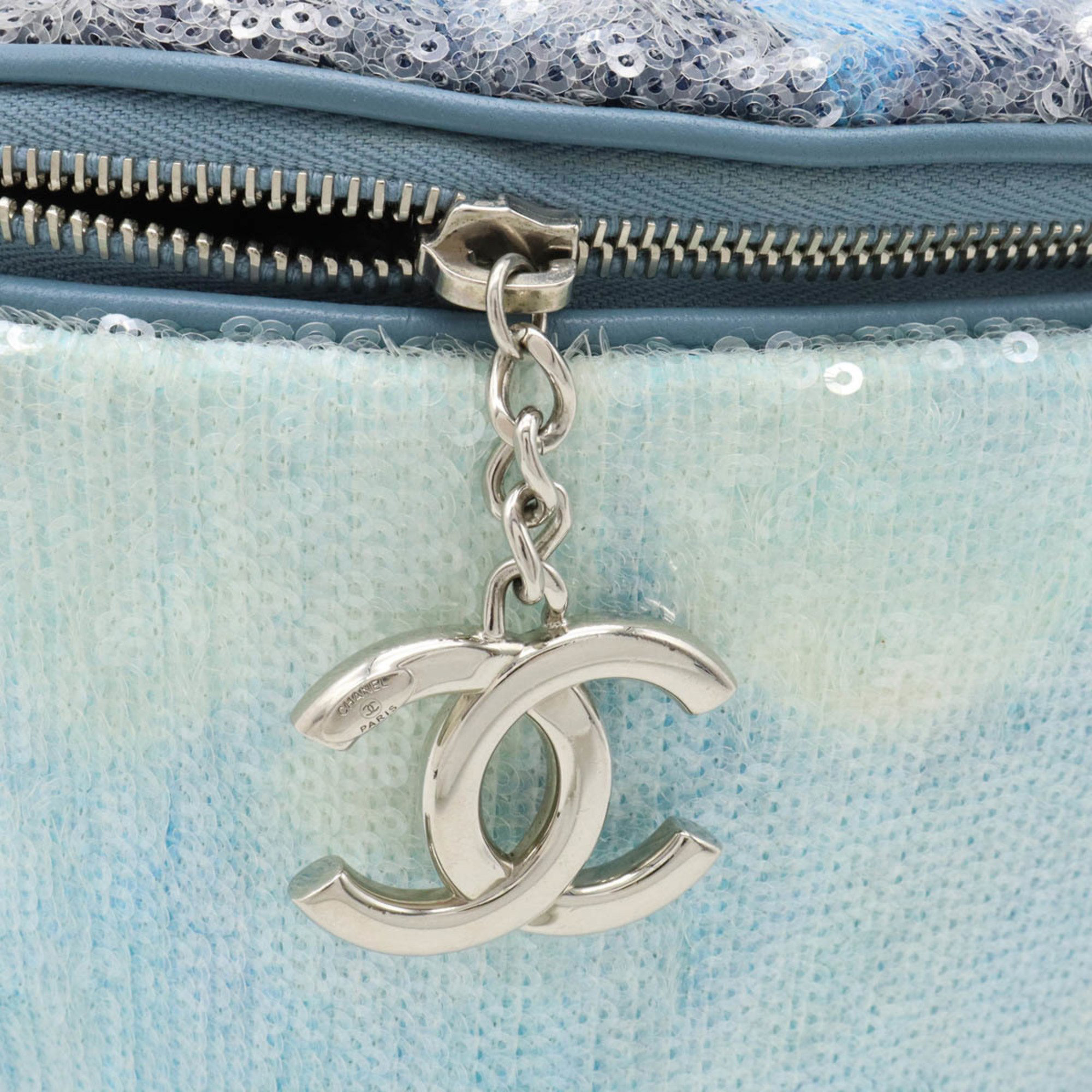 Chanel Blue Sequin Waterfall Belt Bag