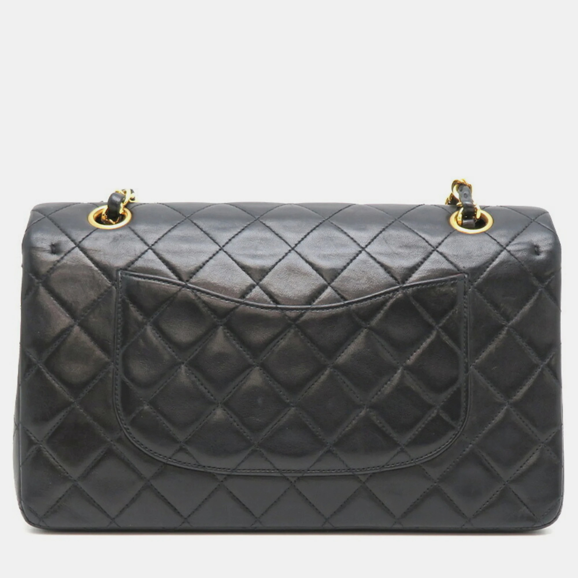 Chanel Black Leather Classic Medium Double Flap Shoulder Bag