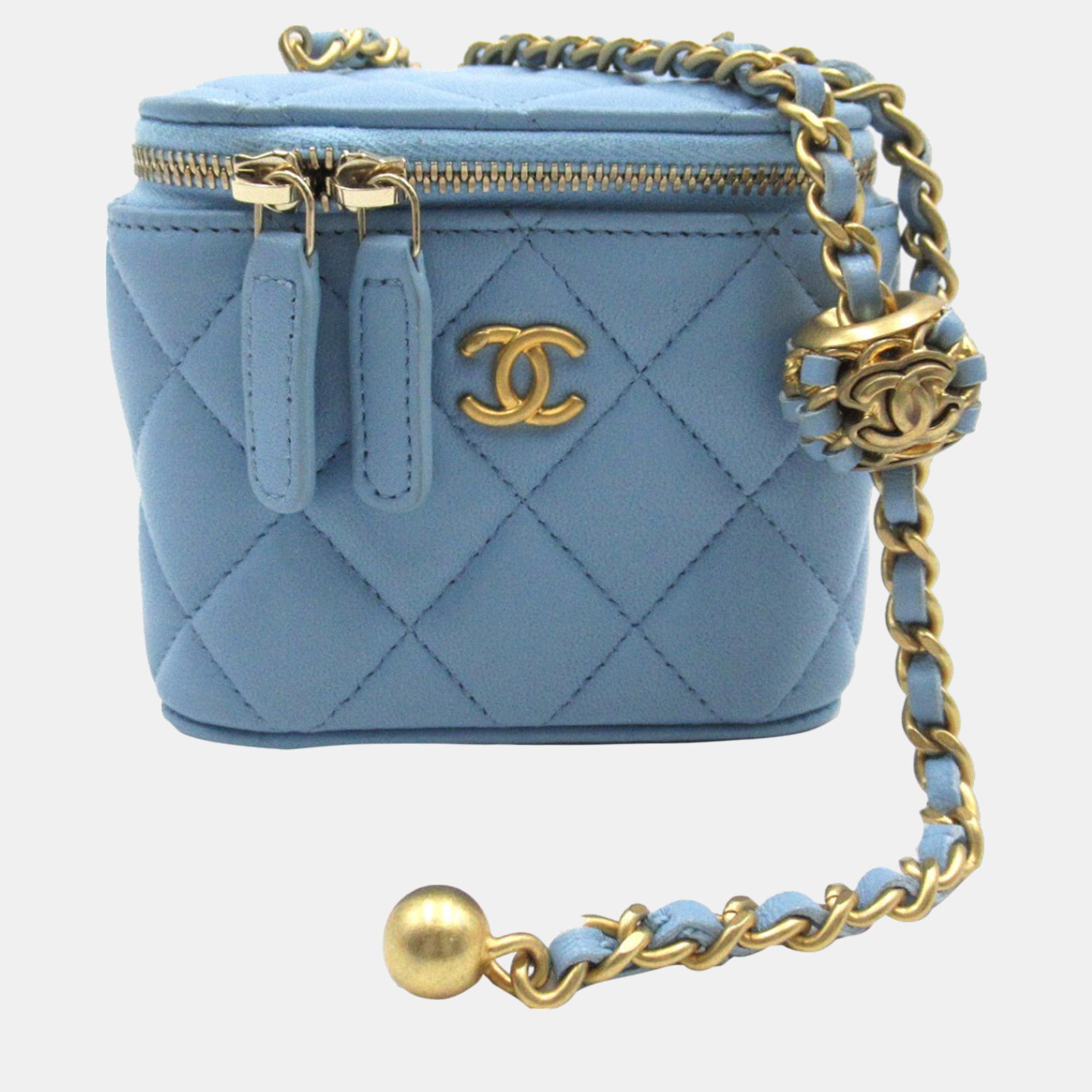 Chanel Blue CC Matelasse Vanity Bag