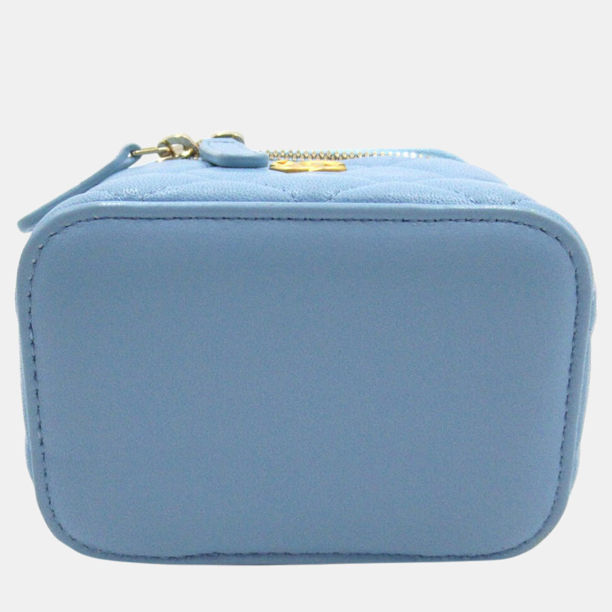 Chanel Blue CC Matelasse Vanity Bag