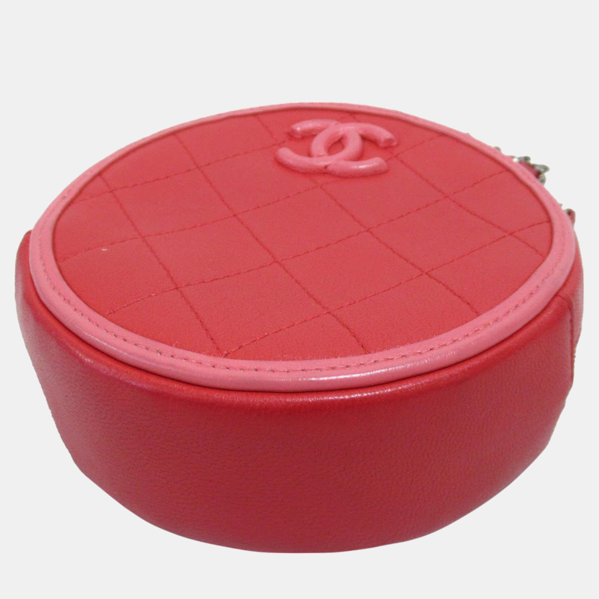 Chanel Red Color Pop CC Round Crossbody Bag