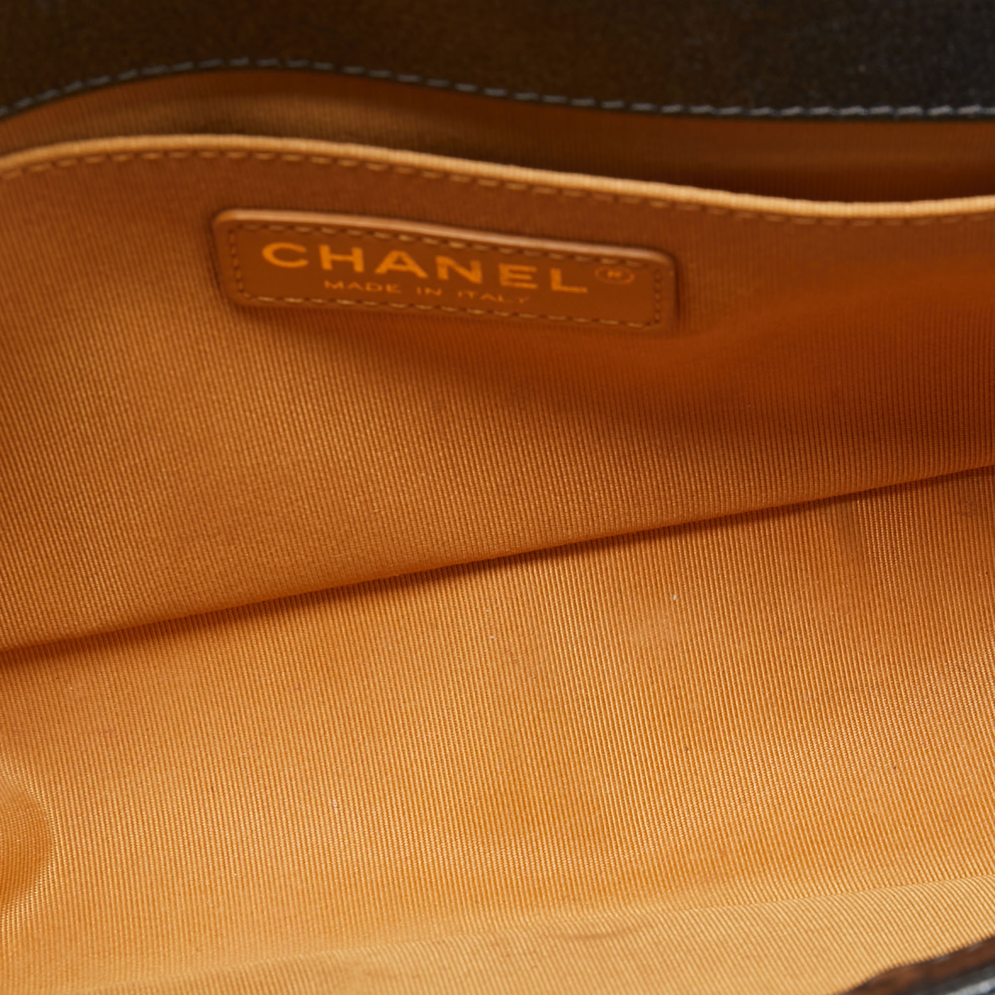 Chanel Dark Grey Shimmer Leather Medium Boy Bag