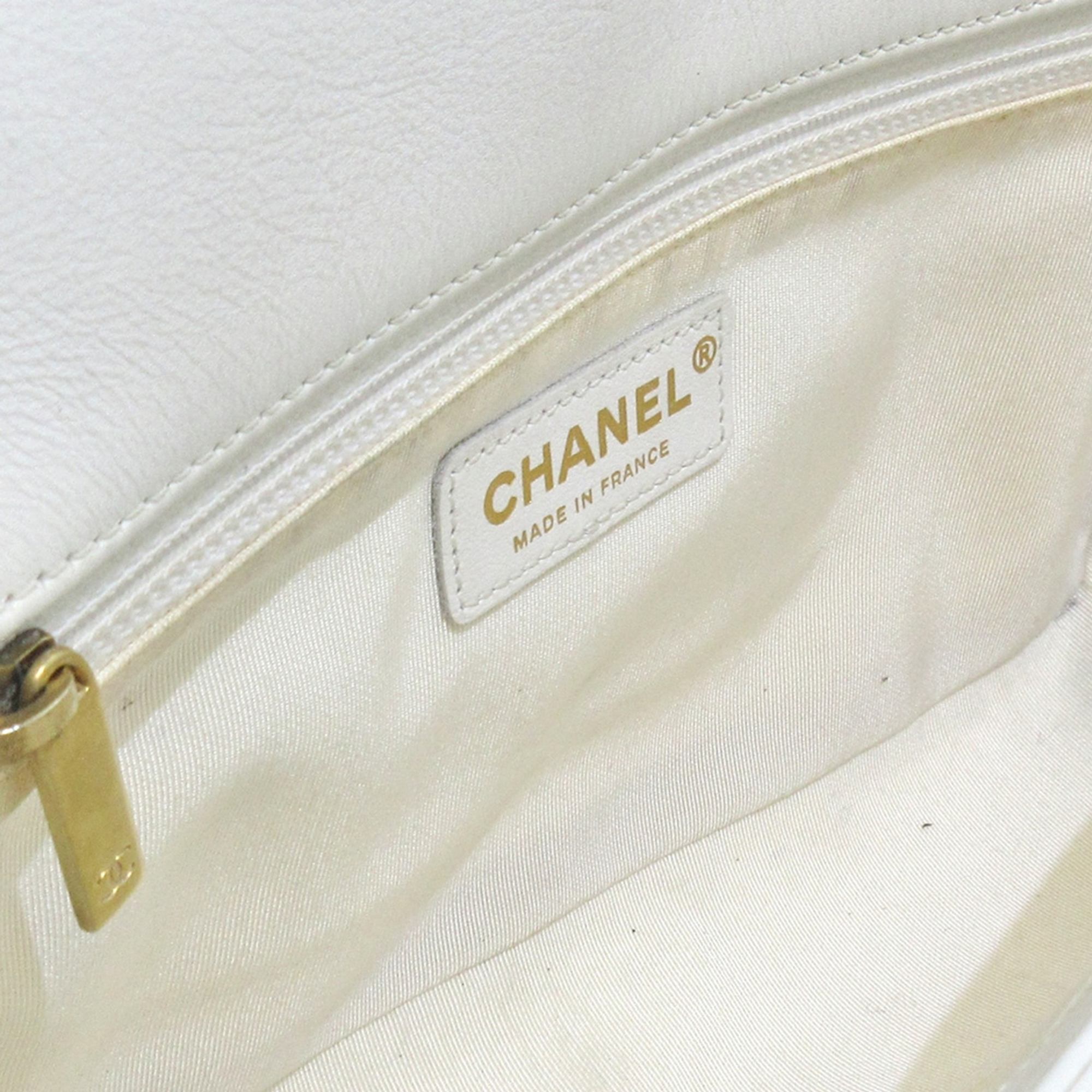 Chanel White Peforated Leather Boy Shoulder Bag