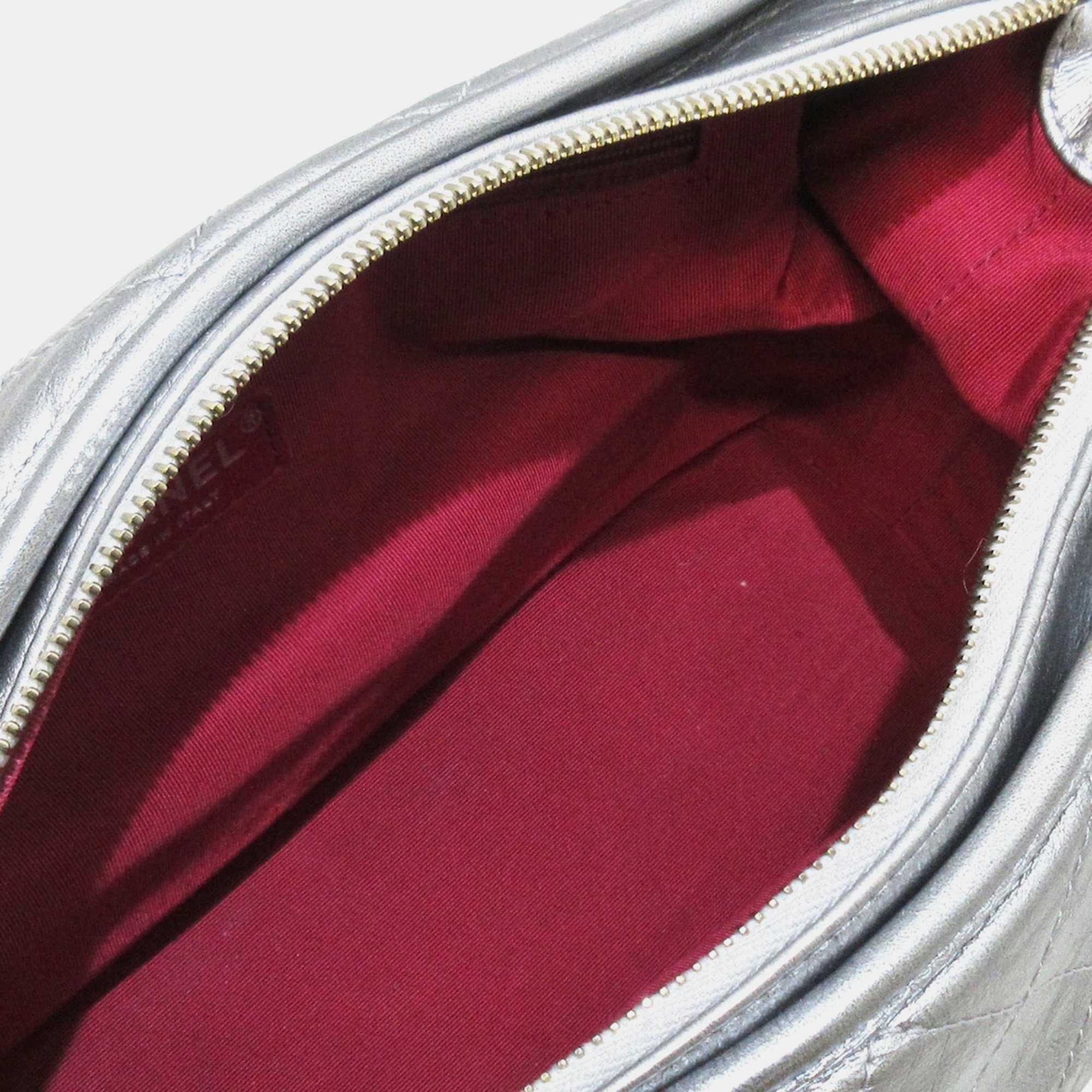 Chanel Silver Leather Gabrielle Shoulder Bag