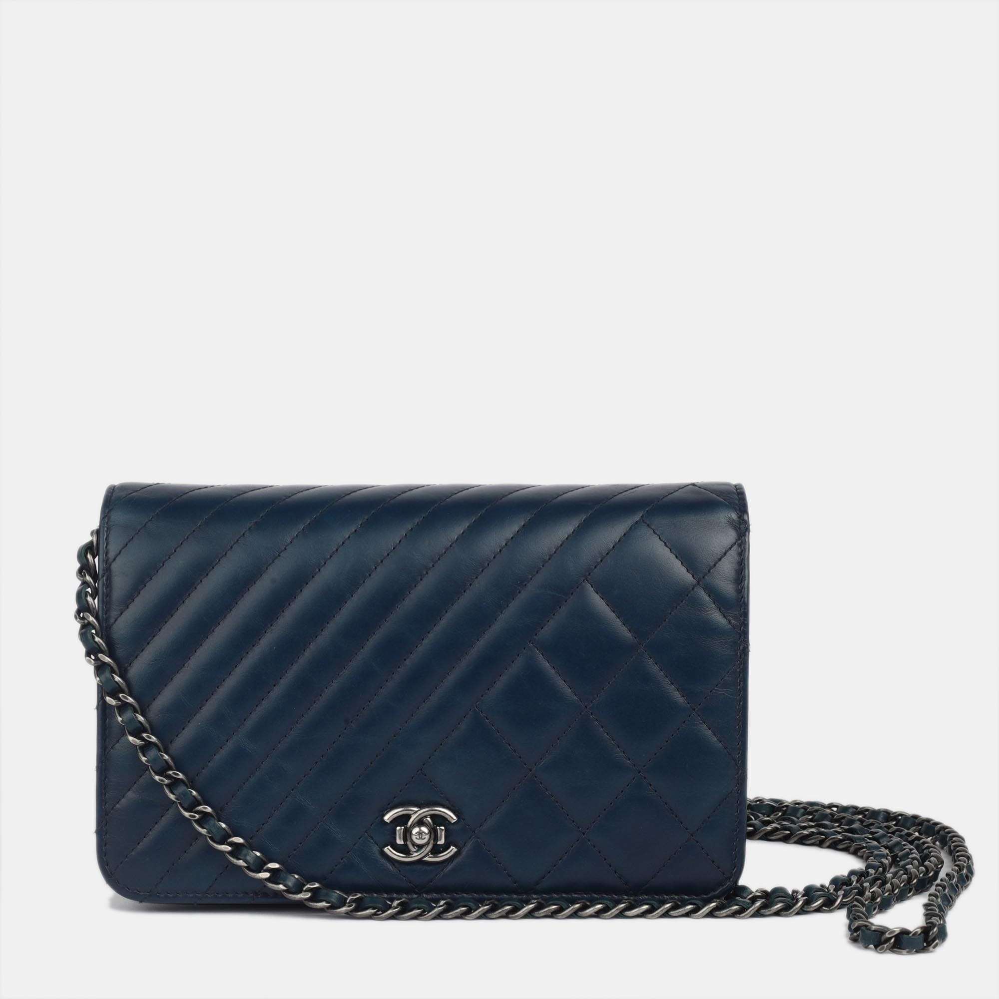 Chanel Navy Blue Lambskin Classic WOC Bag