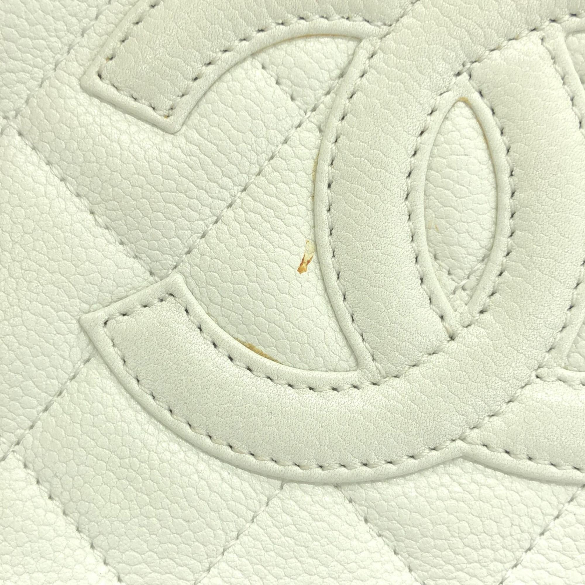 Chanel White Petite Caviar Timeless Shopping Tote