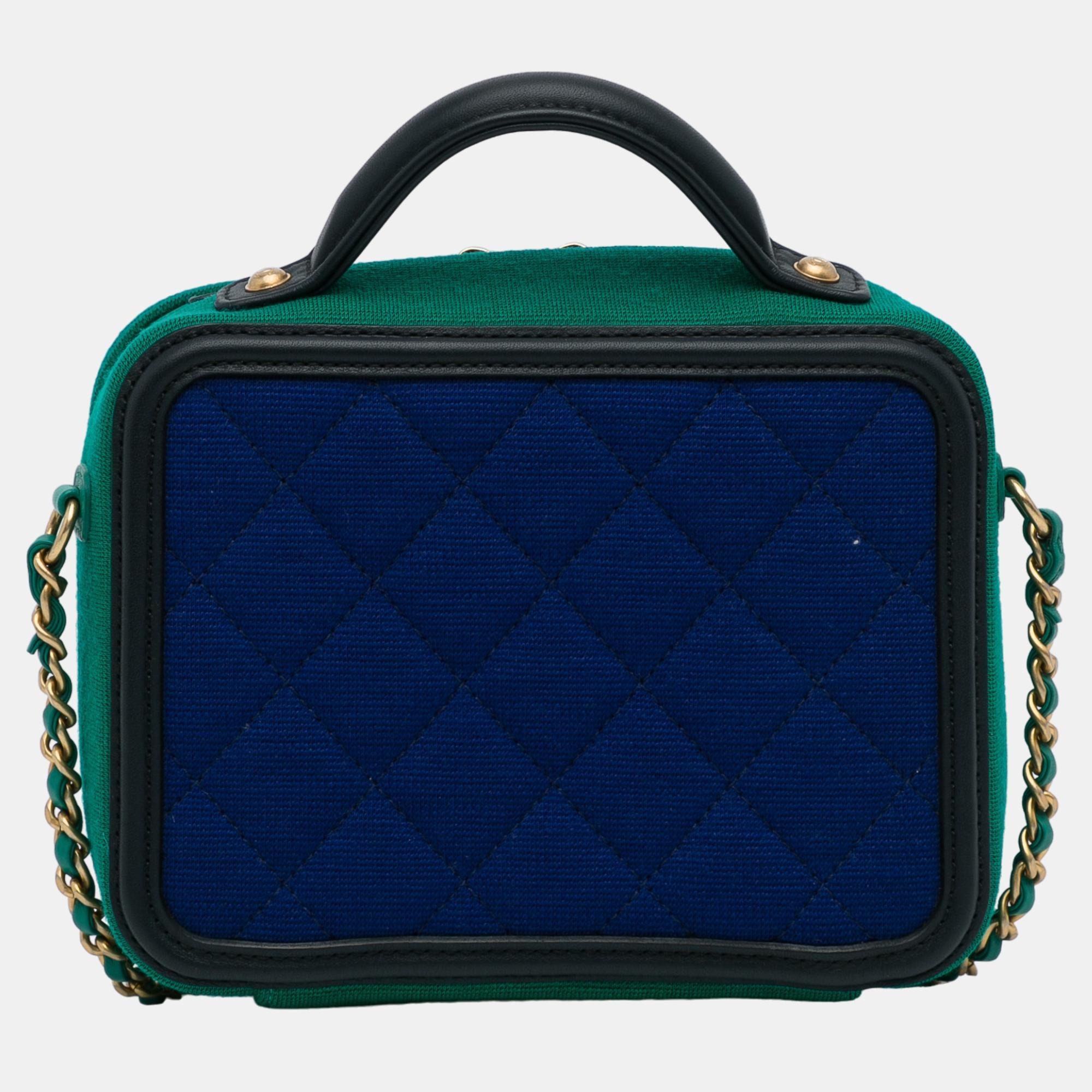 Chanel Blue/Green CC Filigree Jersey Vanity Case