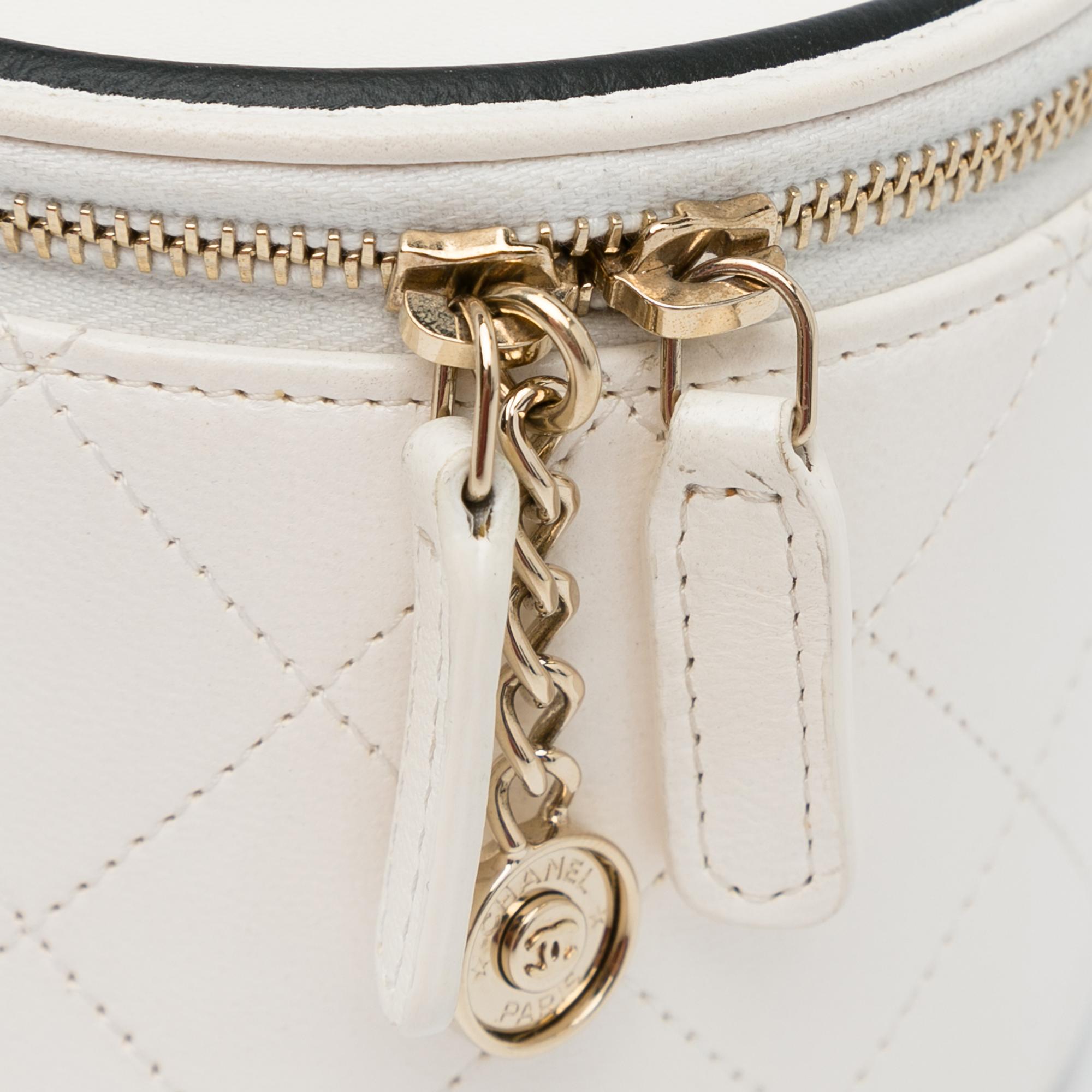 Chanel White Chain And Charm Vanity Case