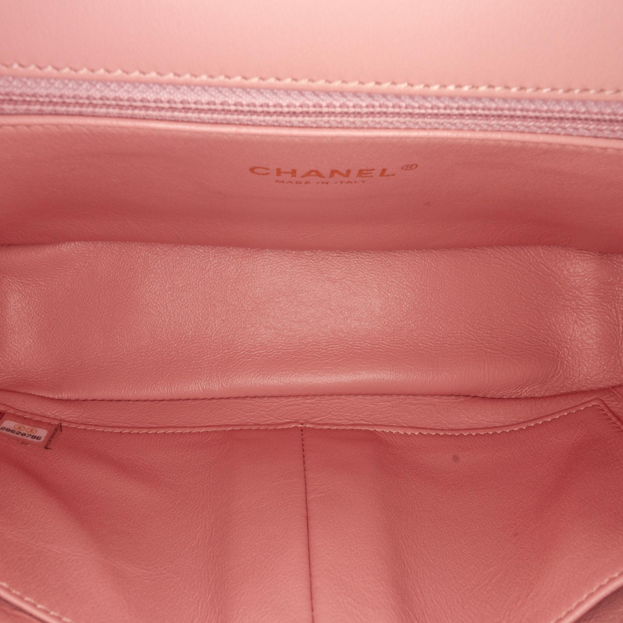 Chanel Pink Medium Tweed Filigree Flap