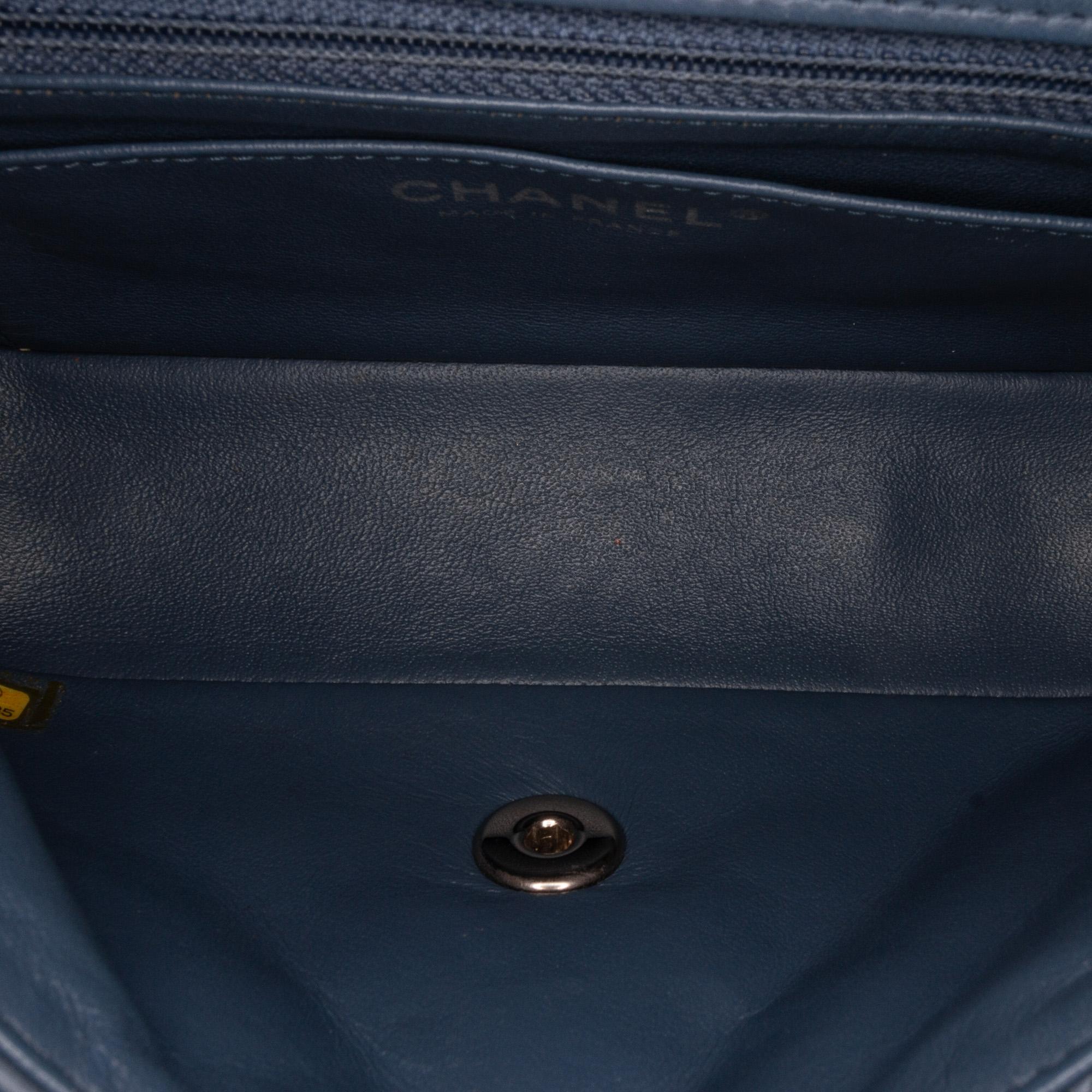 Chanel Blue Mini Classic Lambskin Rectangular Single Flap