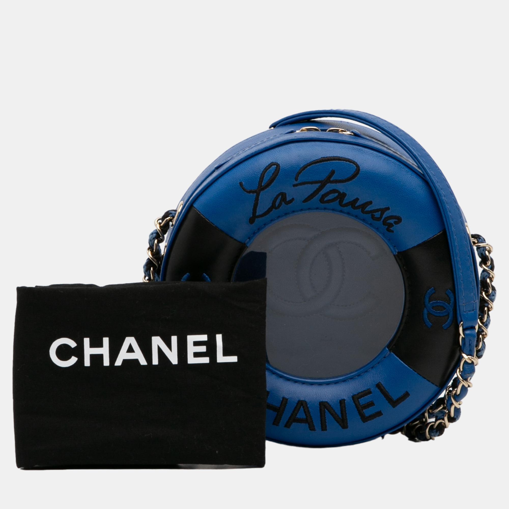 Chanel  Black/Blue Coco Lifesaver Round Crossbody