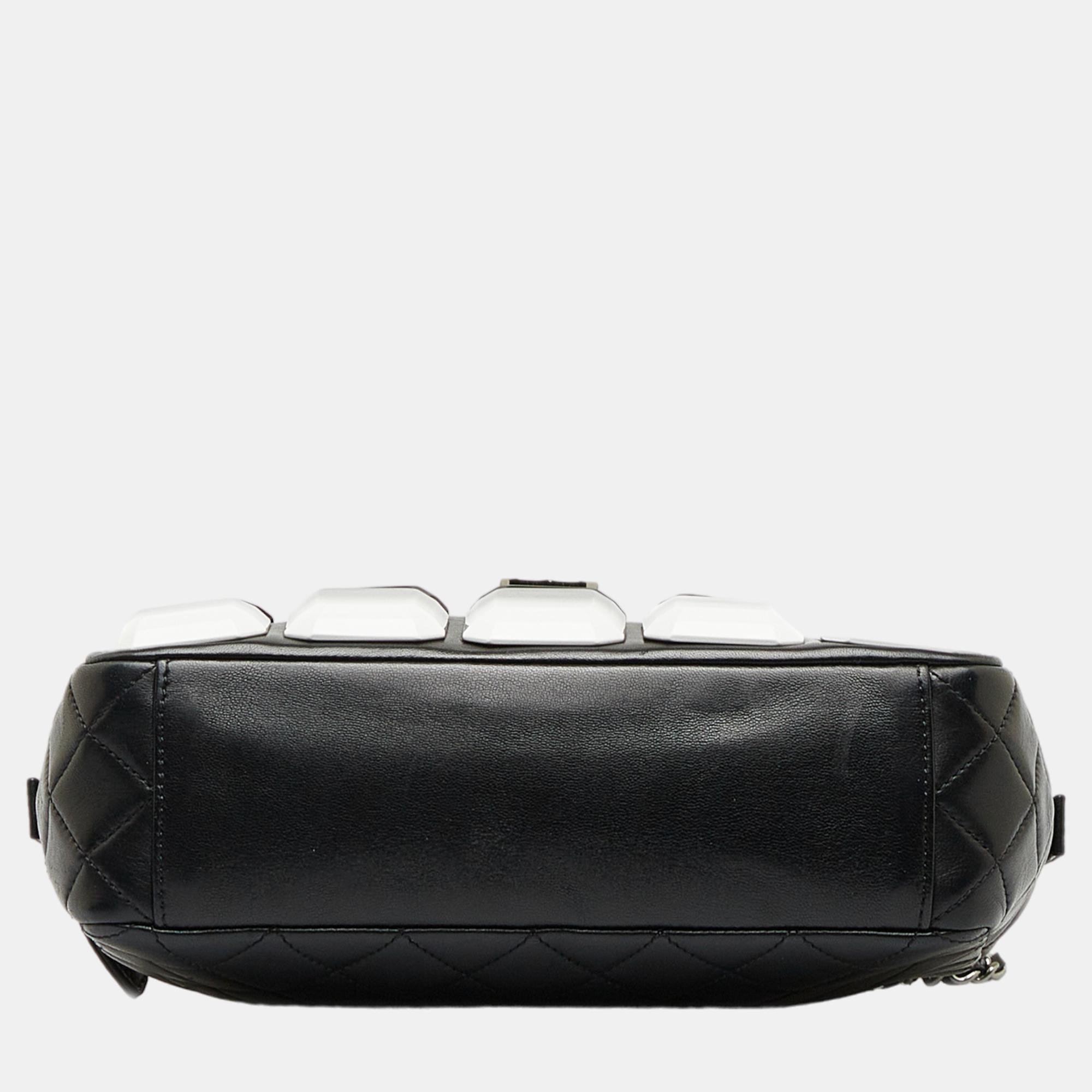 Chanel Black Lambskin Plexiglass Evening Art Camera Bag