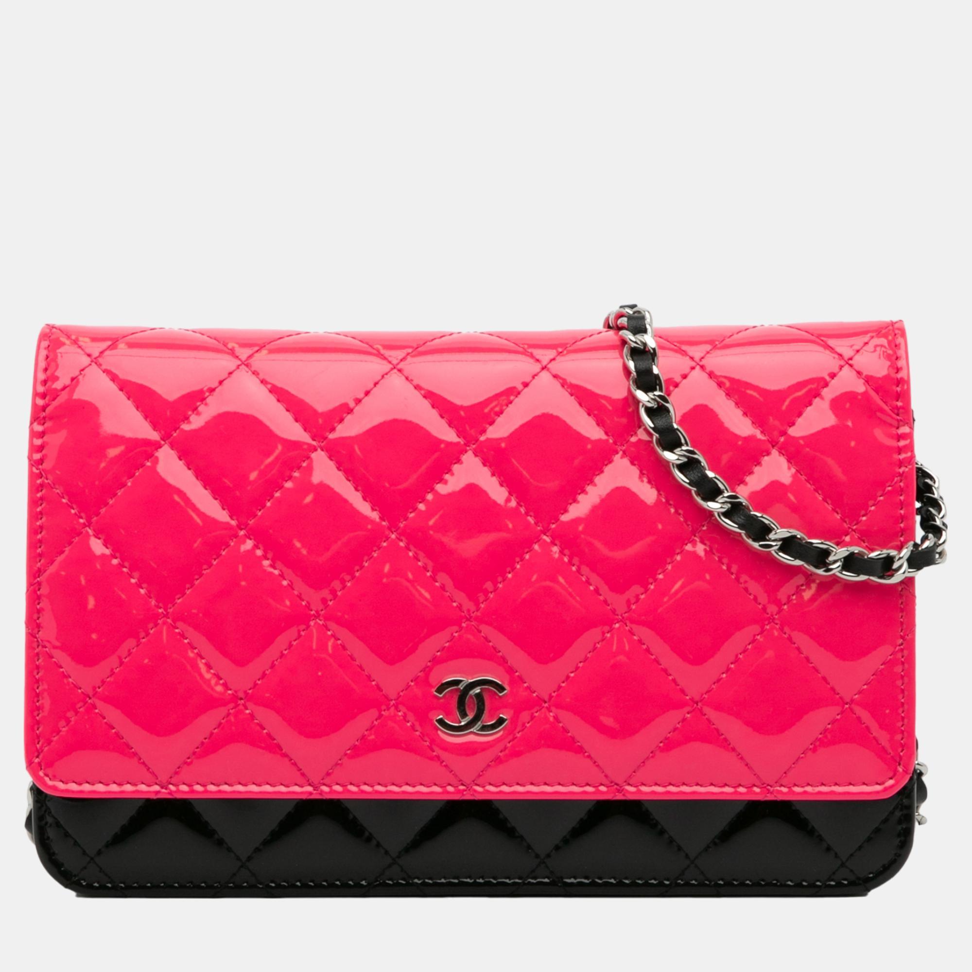 Chanel Bicolor CC Patent Wallet On Chain