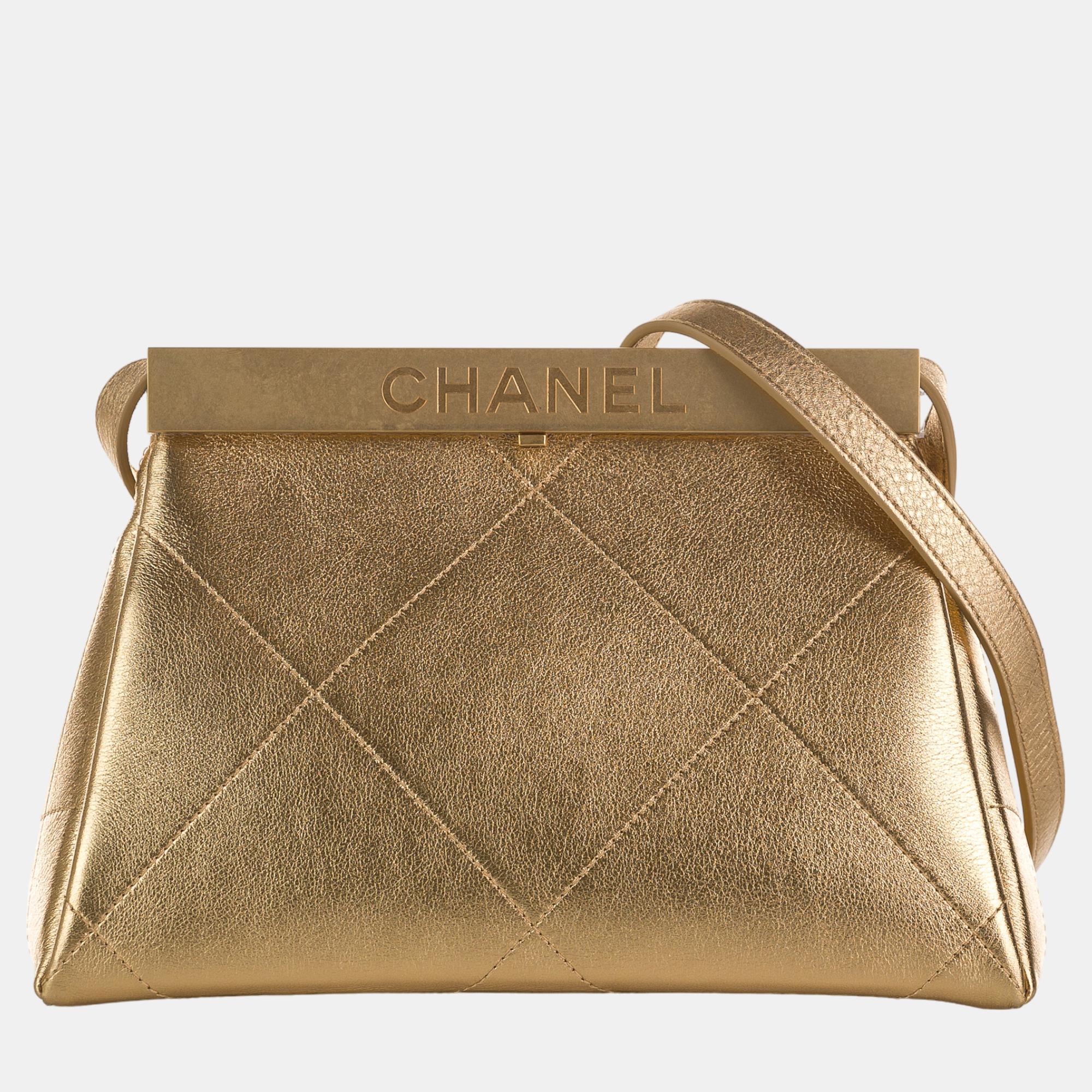 Chanel Gold Kiss Lock Frame Bag